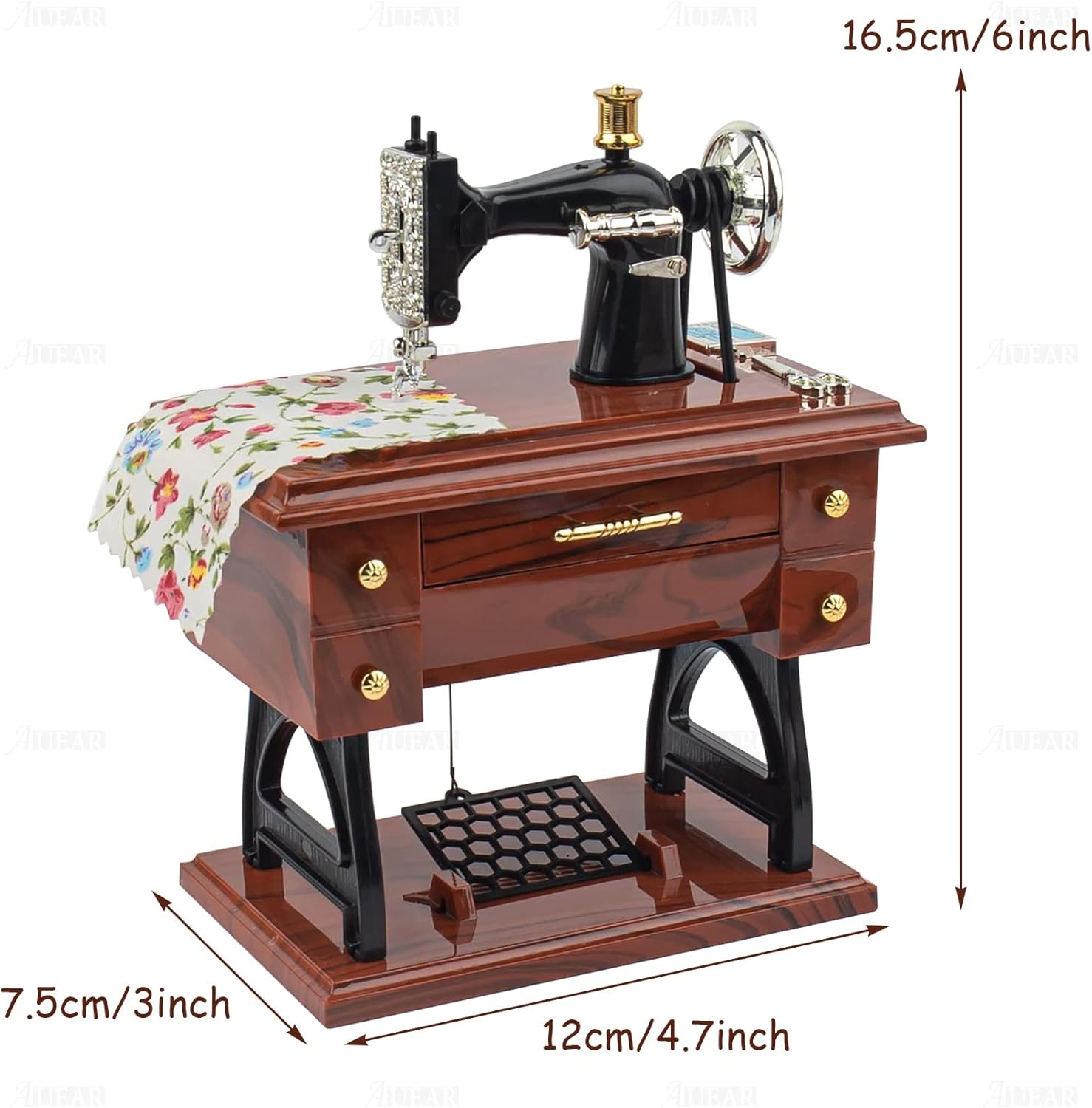 Auear Vintage Music Box Sewing Machine Figurine