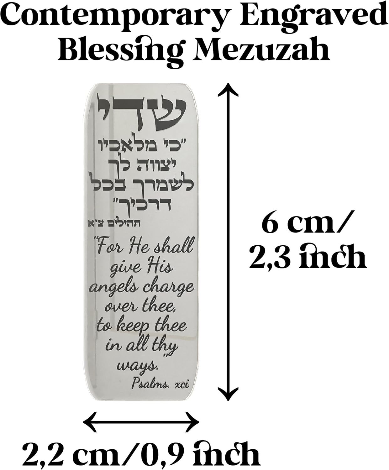 TYLDUM Car Mezuzah with Travelers Prayer and Scroll Engraved Blessing Silver