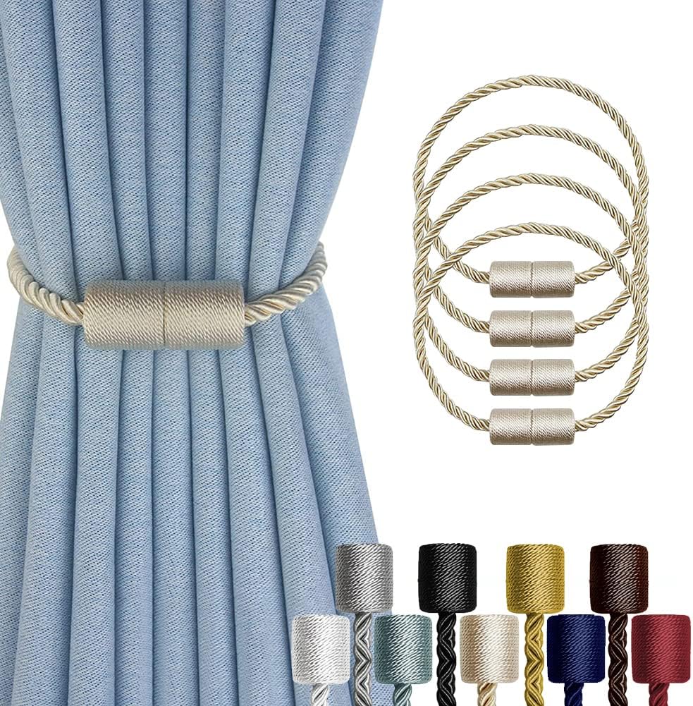 4 Pack Magnetic Curtain Tiebacks - Beige
