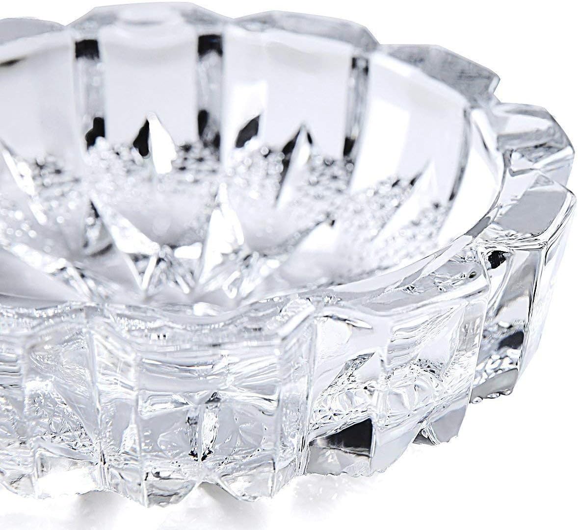 Crystal Glass Cigar Cigarette Ashtray Round Tabletop