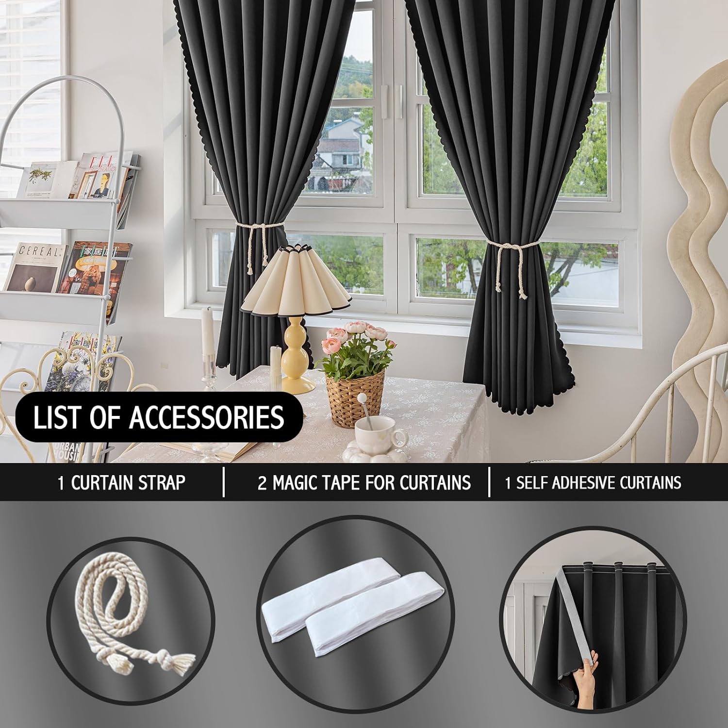 Jilron Magic Tape Curtains Blackout Panels 2 Pack
