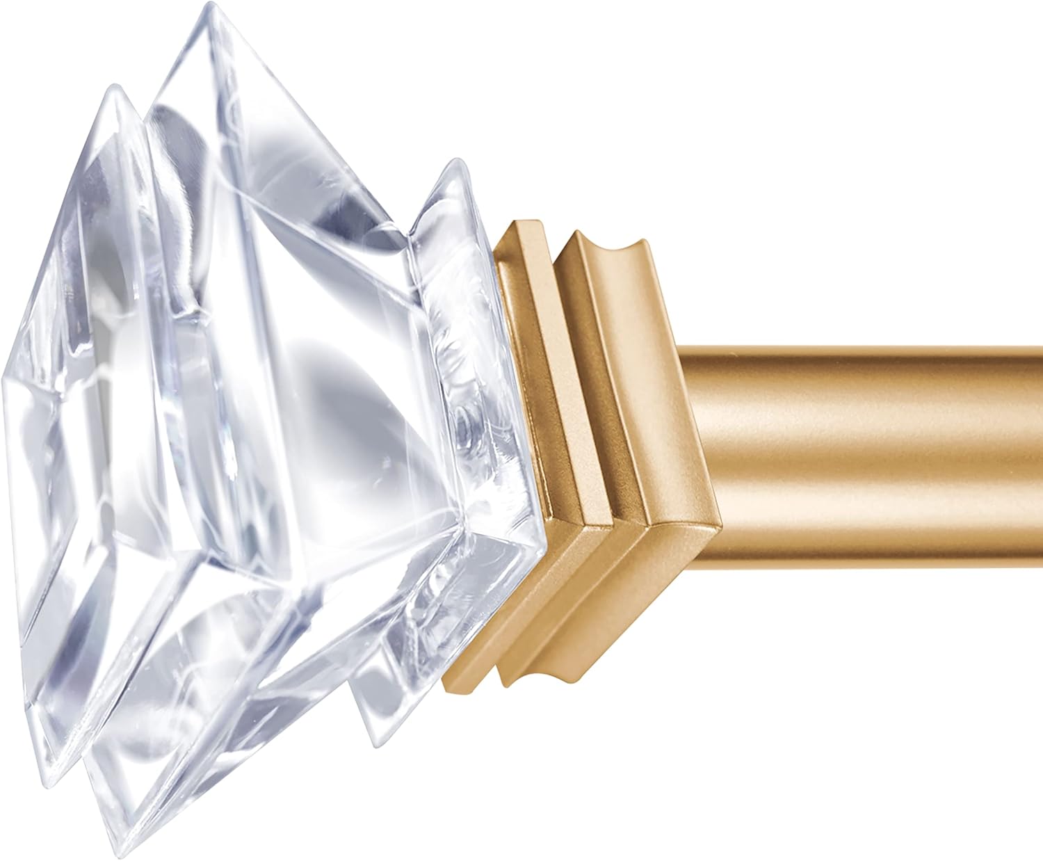 Adjustable 1 Inch Curtain Rods with Gold Square Crystal Finials
