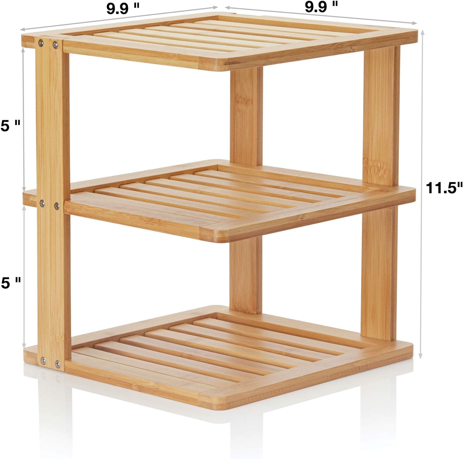 Bamboo Corner Shelf - 3 Tier 10x10 Inch 115 Inch High