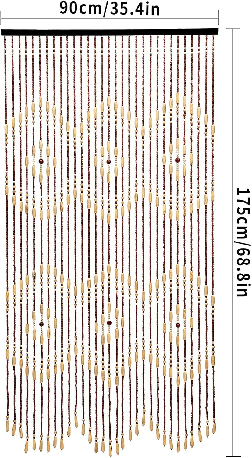 Boho Bamboo Bead Curtain with 31 Lines