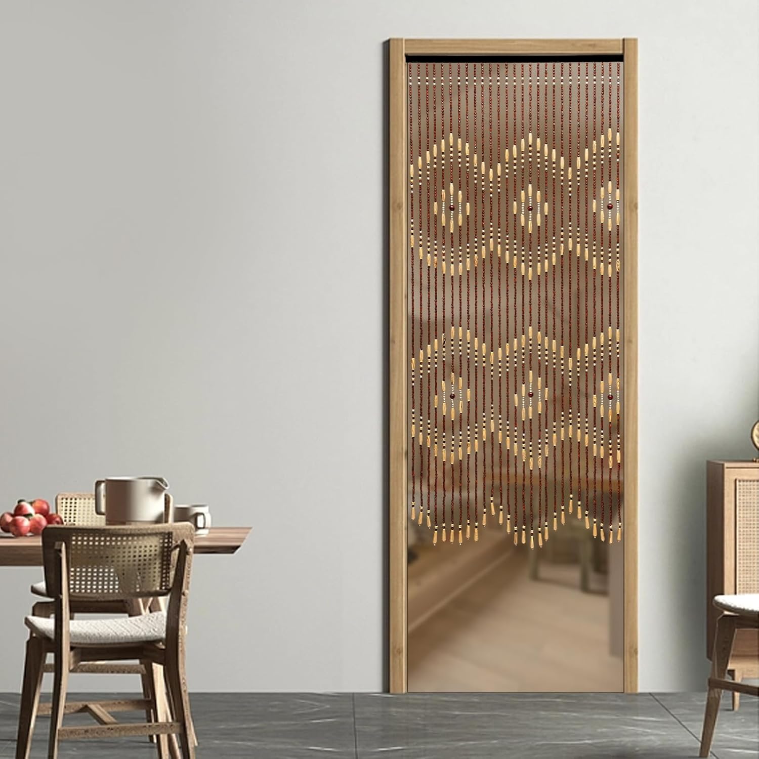 Boho Bamboo Bead Curtain with 31 Lines
