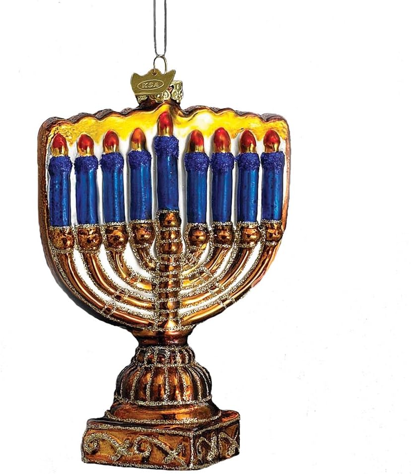 Kurt S Adler 4 1 2 Inch Noble Gems Glass Menorah Ornament