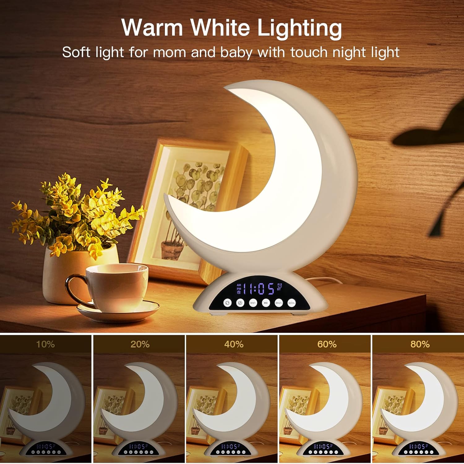Magical Moon Lamp Alarm Clock with RGB Light and Touch Dimming