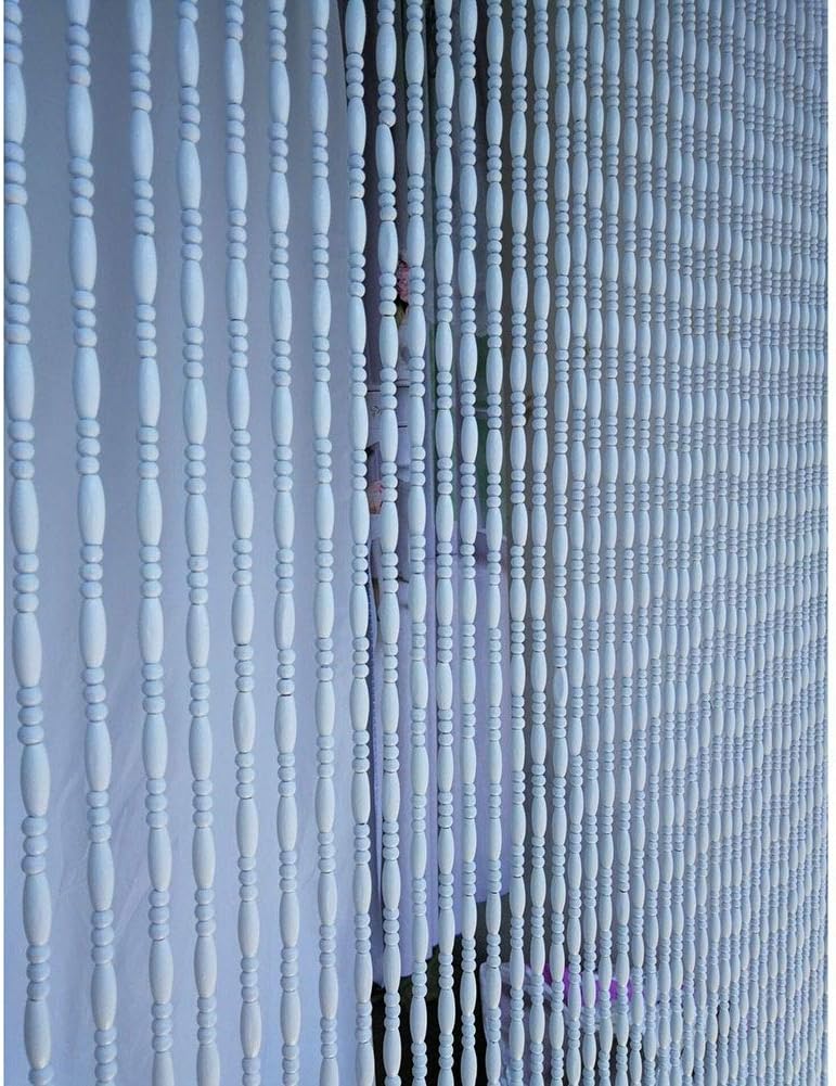 White Wooden Beaded Door Curtain for Doorways