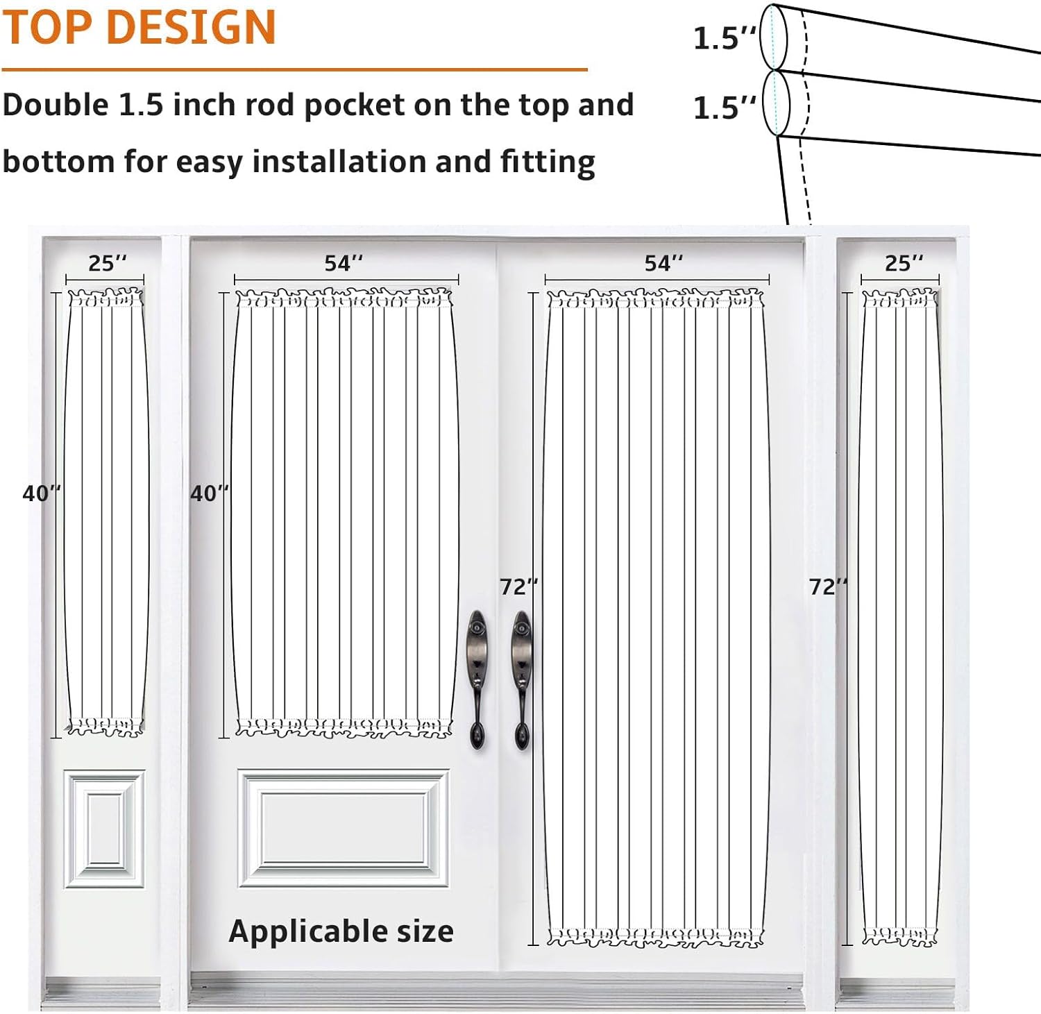 Independence Day Front Door Curtain with Tiebacks