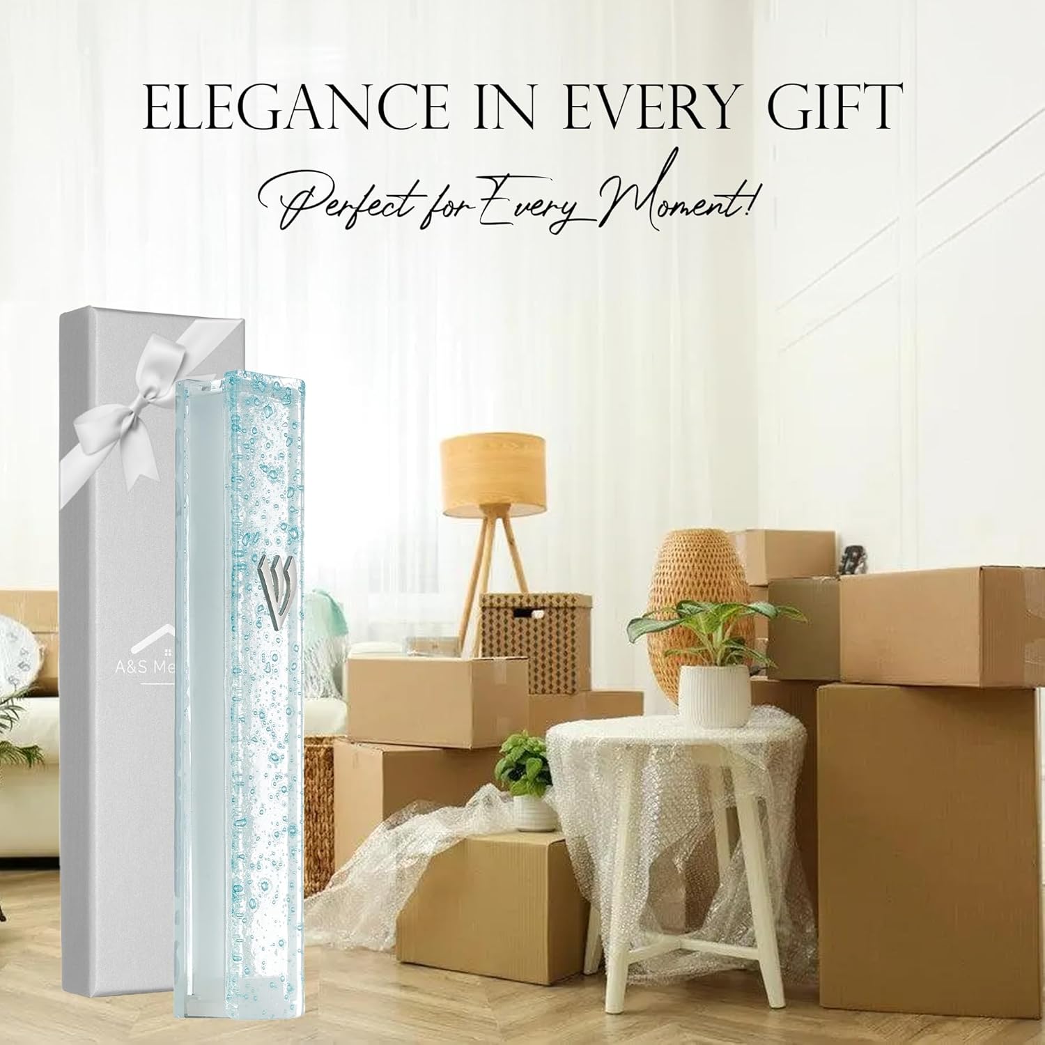 Modern Glass Mezuzah Case with Shattered Design