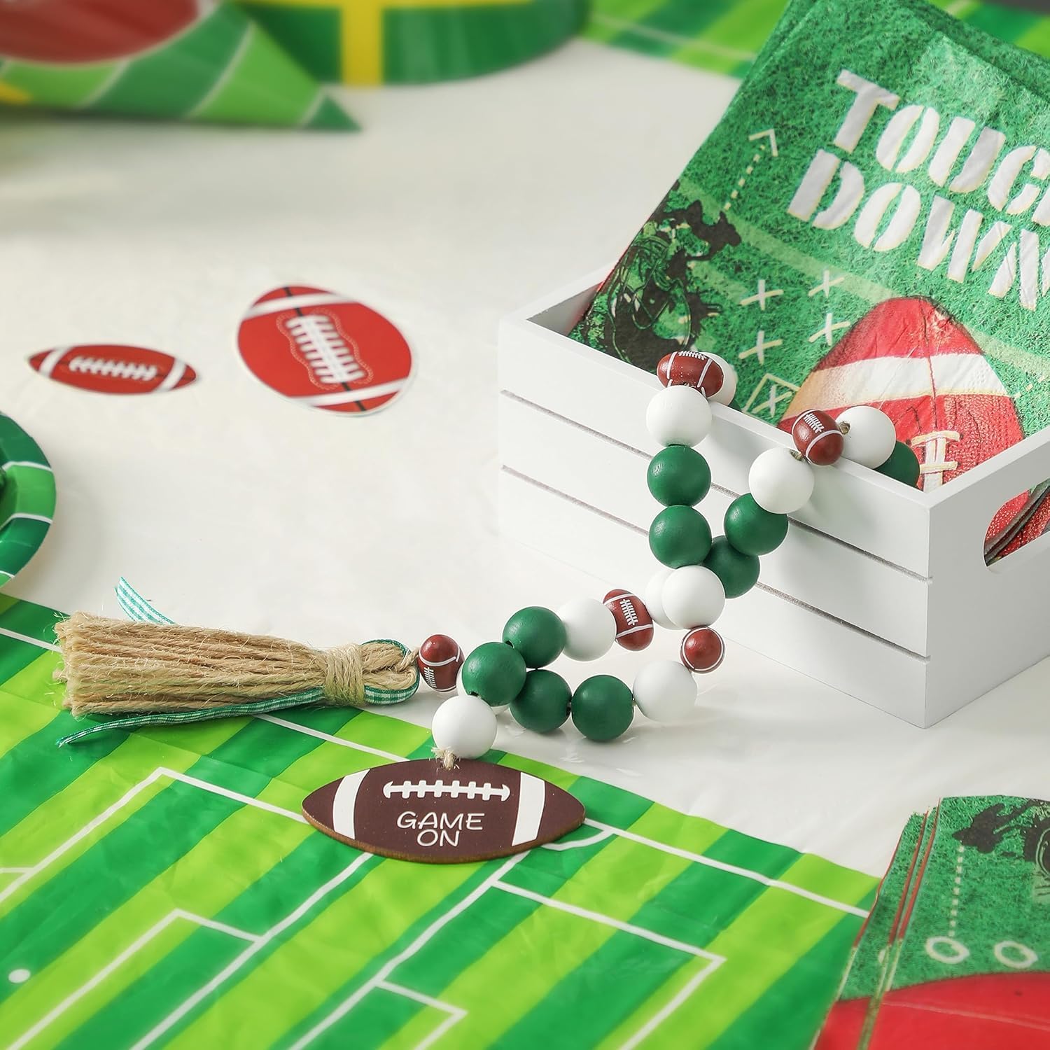 Super Cute Football Wood Bead Garland