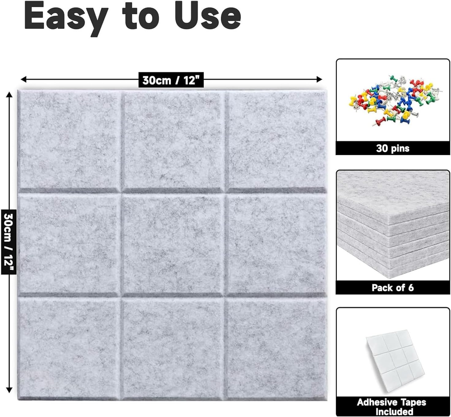 Yunihome Decorative Bulletin Board Wall Tiles 6 Pack