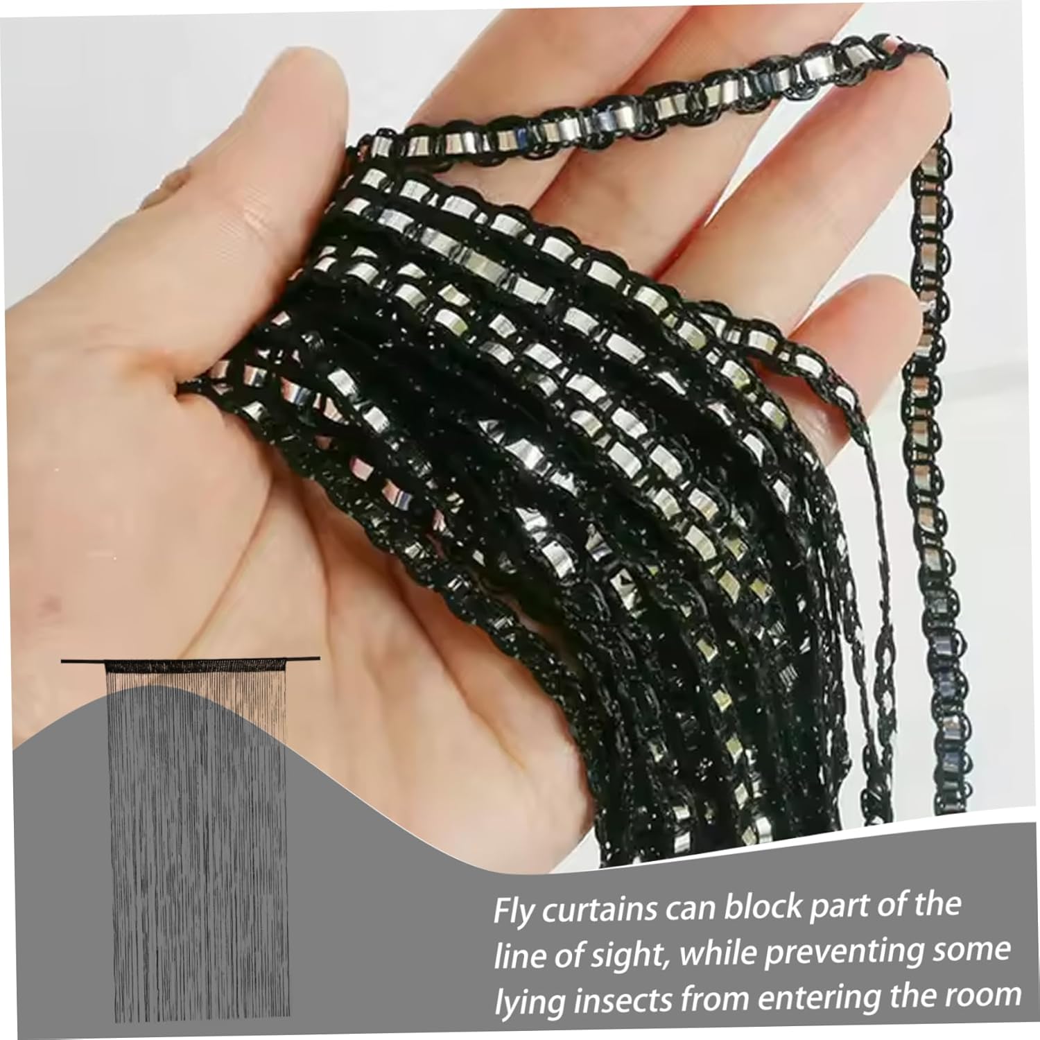 Bead Curtains for Doorways 39x79in Black Multi-Function String Curtain