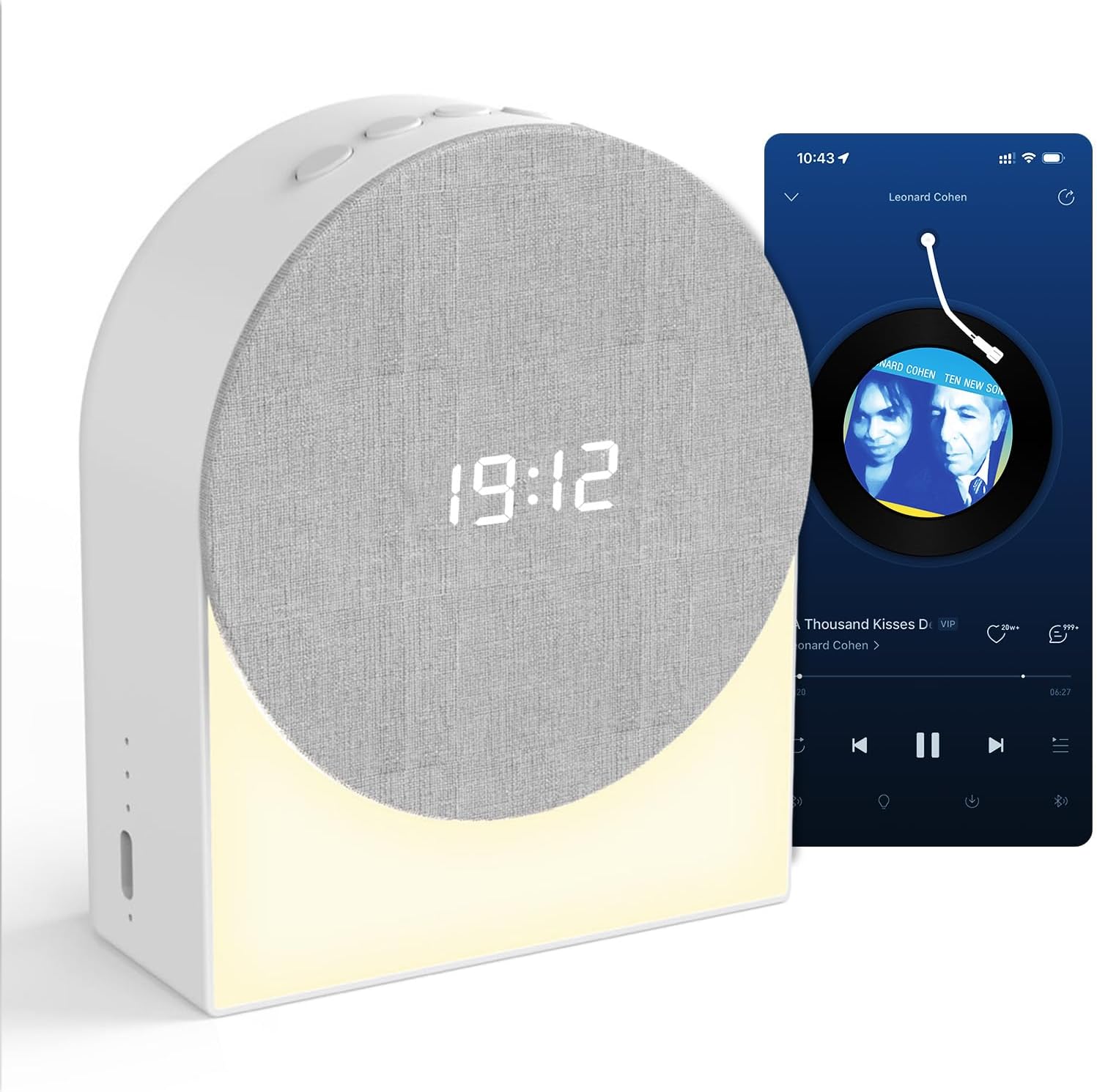 LOCZAR White Noise Alarm Clock with Night Light and Bluetooth Speaker