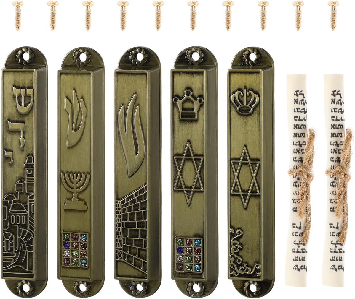 Cabilock 5Pcs Metal Mezuzah Door Decorations