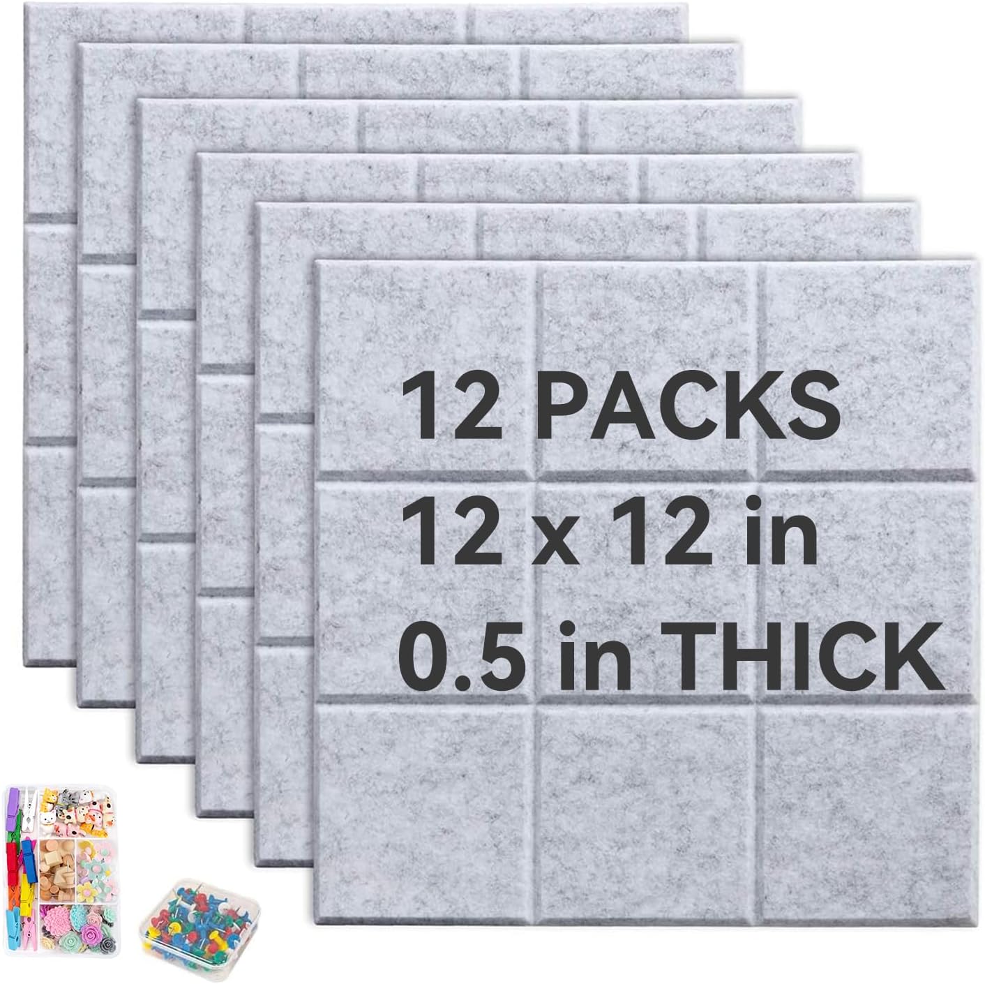 Yunihome Decorative Bulletin Board Wall Tiles 12 Pack 36x48in