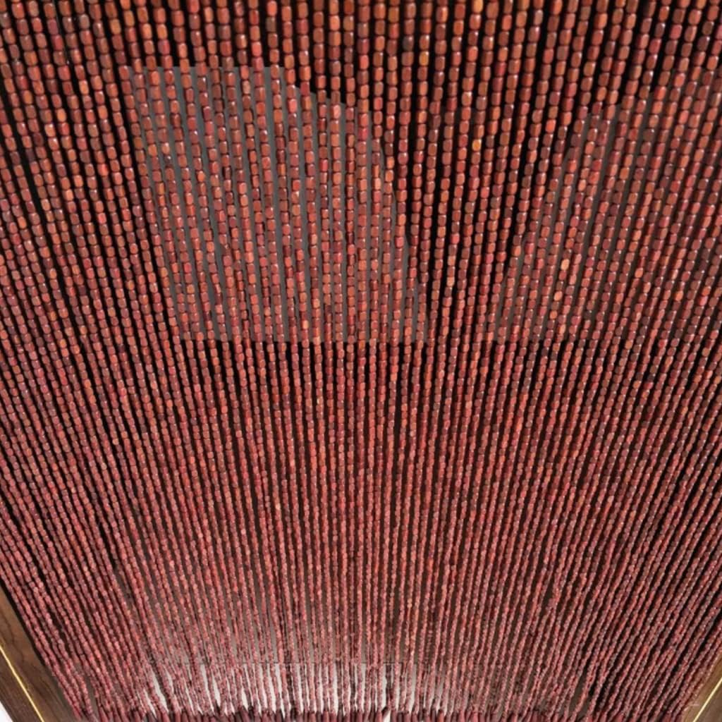 ZHOUXIAO 90 Strands Handmade Wood Beaded Curtain with Rods