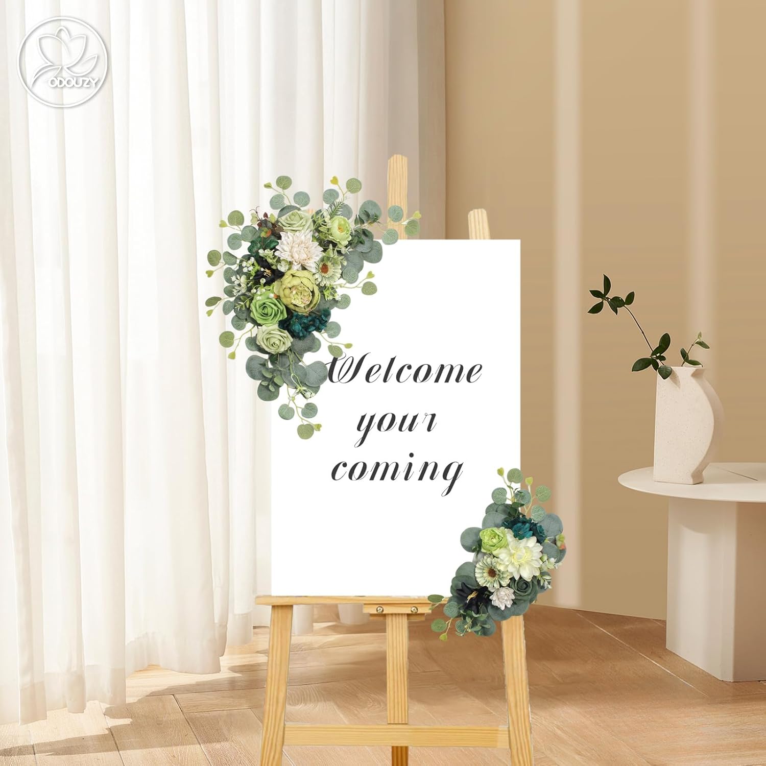 Odouzy Dark Green Artificial Wedding Arch Flowers Set of 2