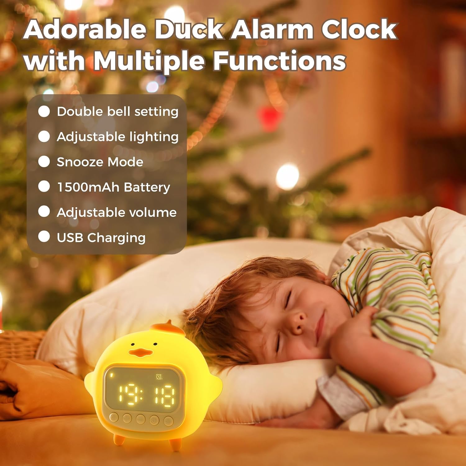 Duck Alarm Clock with Night Light and Dual Alarms