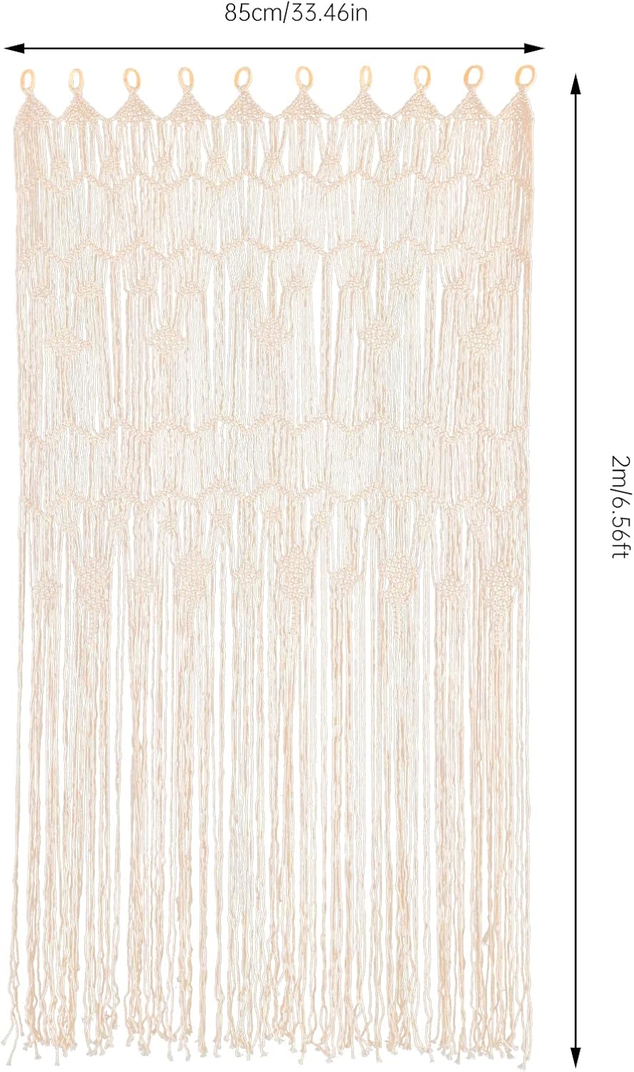 2Pcs Macram Curtain with Tassels for Living Room and Bedroom