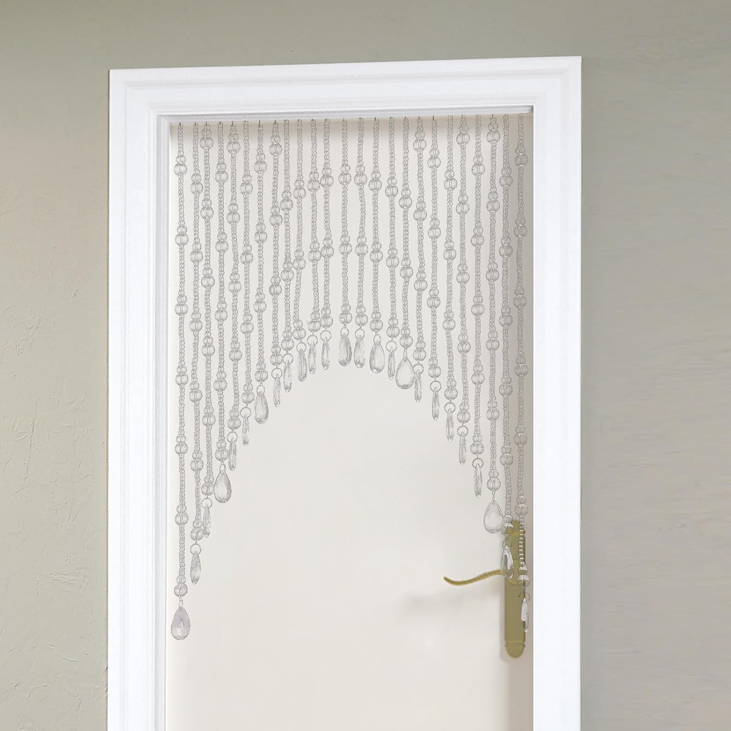 25 Strings Beaded Door Curtain with Adjustable Width and Glass Crystals