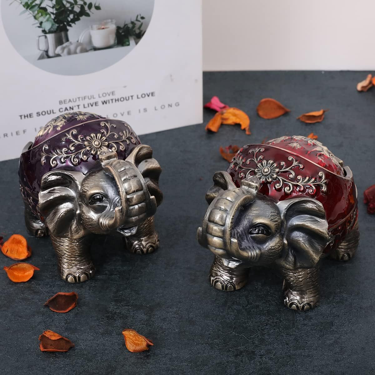 Gusnilo Elephant Ashtray with Lid - Purple