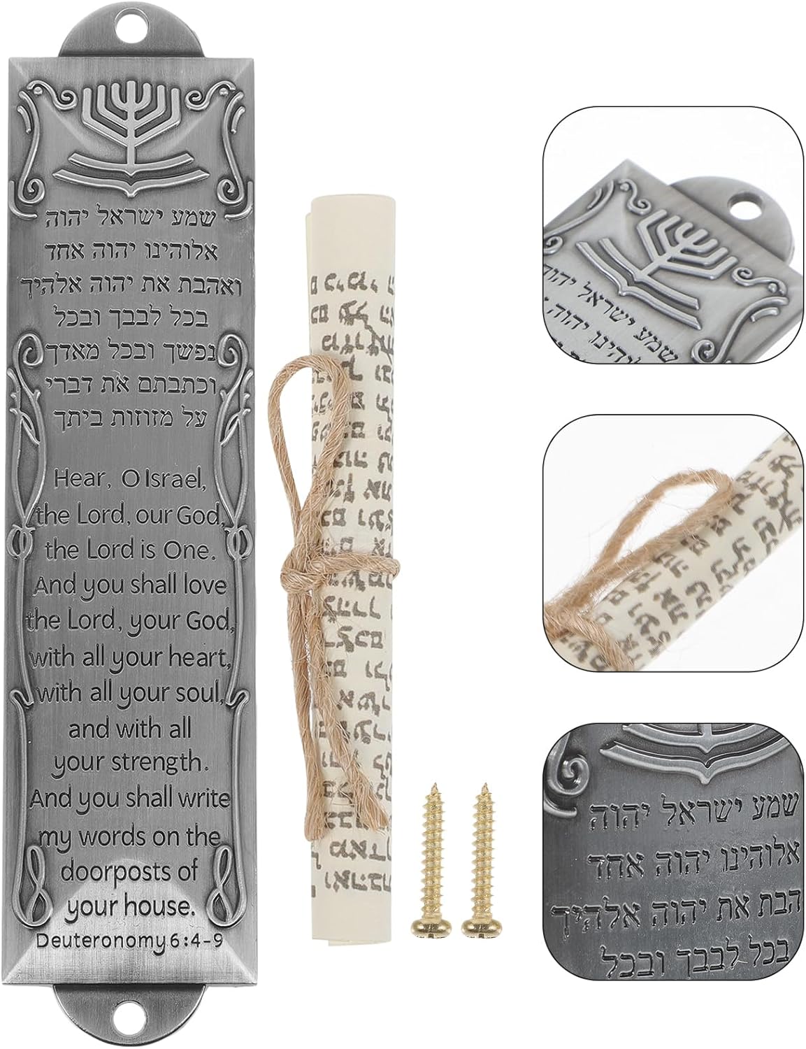 Veemoon Metal Mezuzah with Scroll for Door