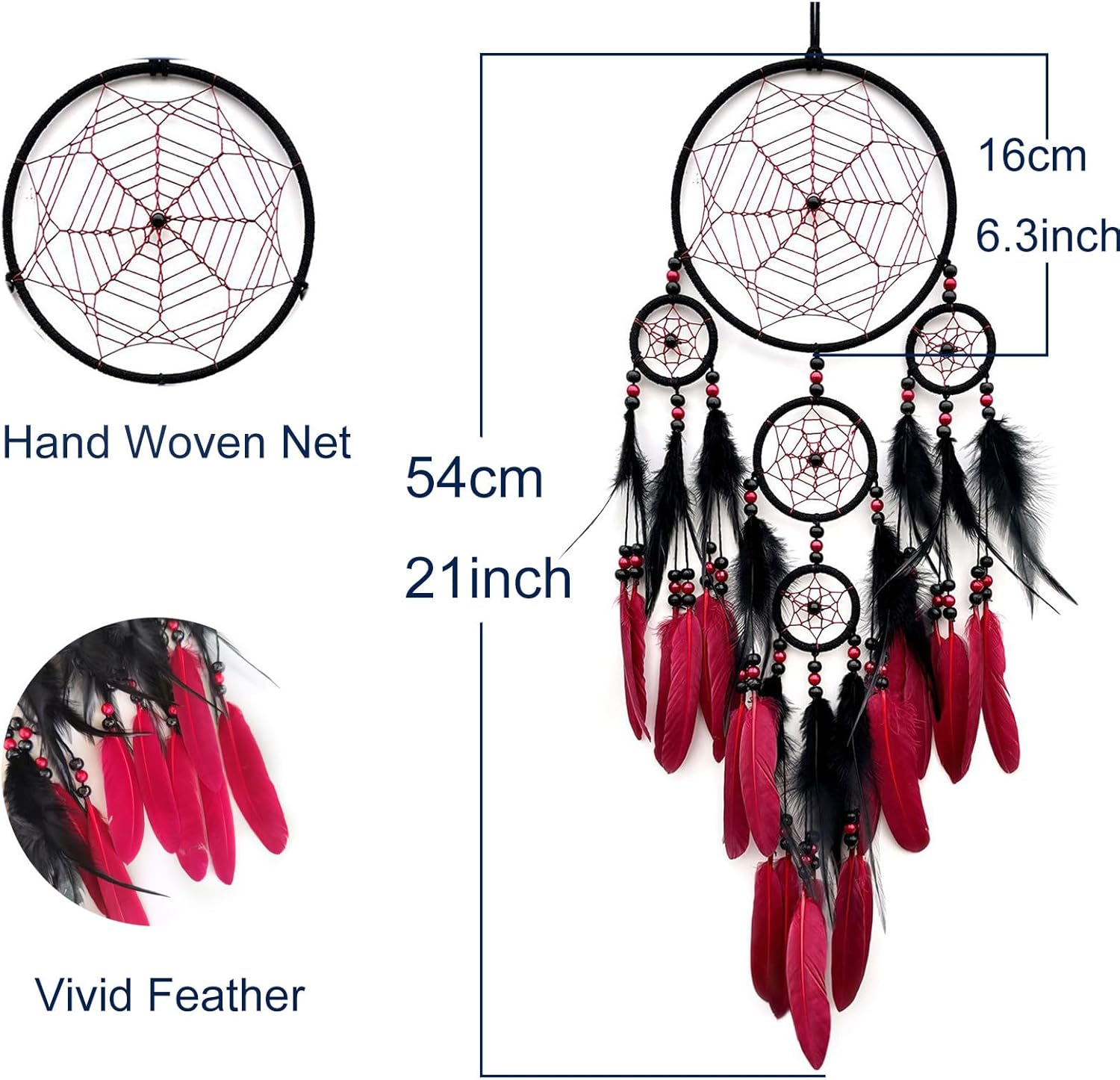 SOYUZU Red and Black Dream Catcher Wall Decor