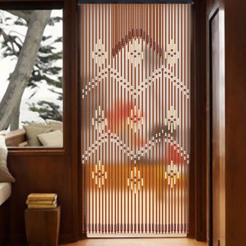 Natural Wood Beaded Curtain for Doorway