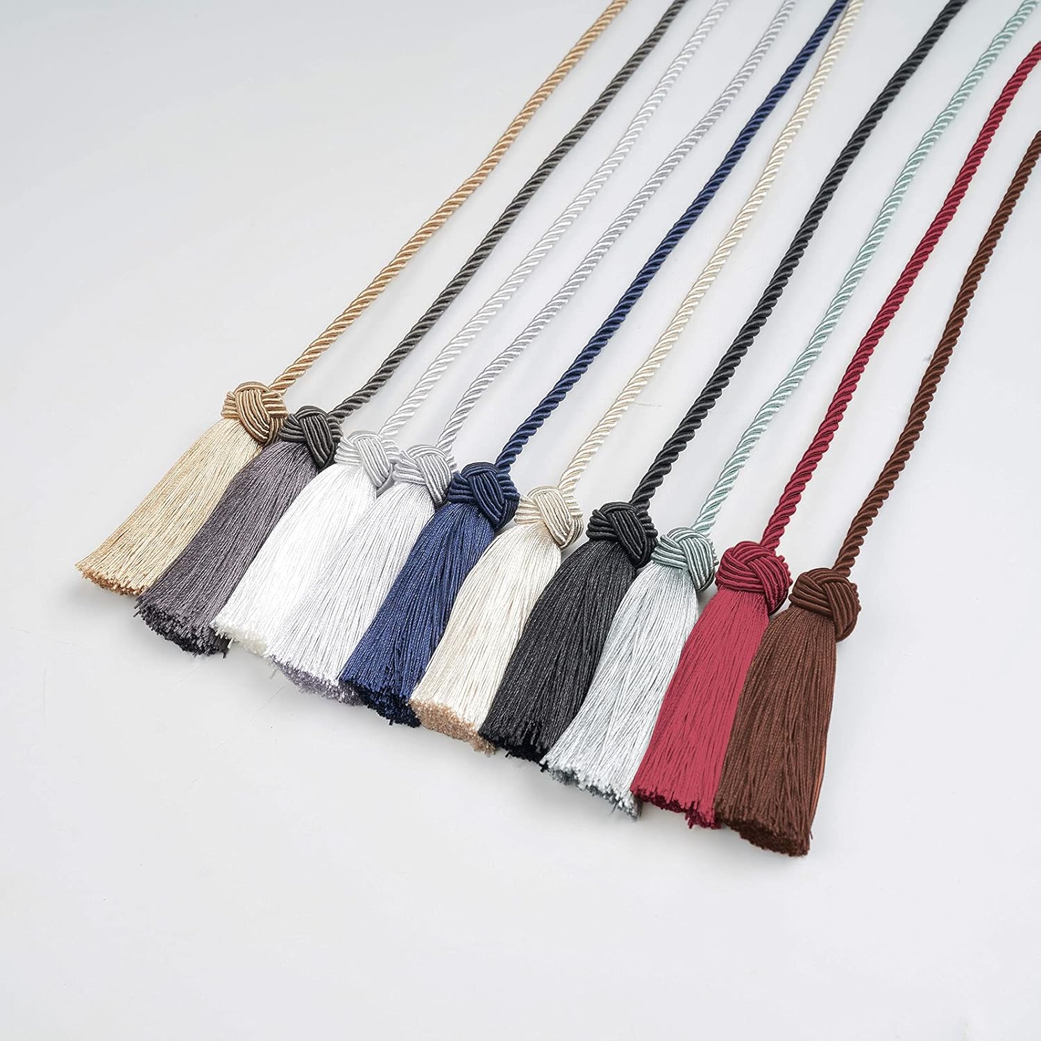 NICEEC Double-Ended Tassel Curtain Tiebacks Beige