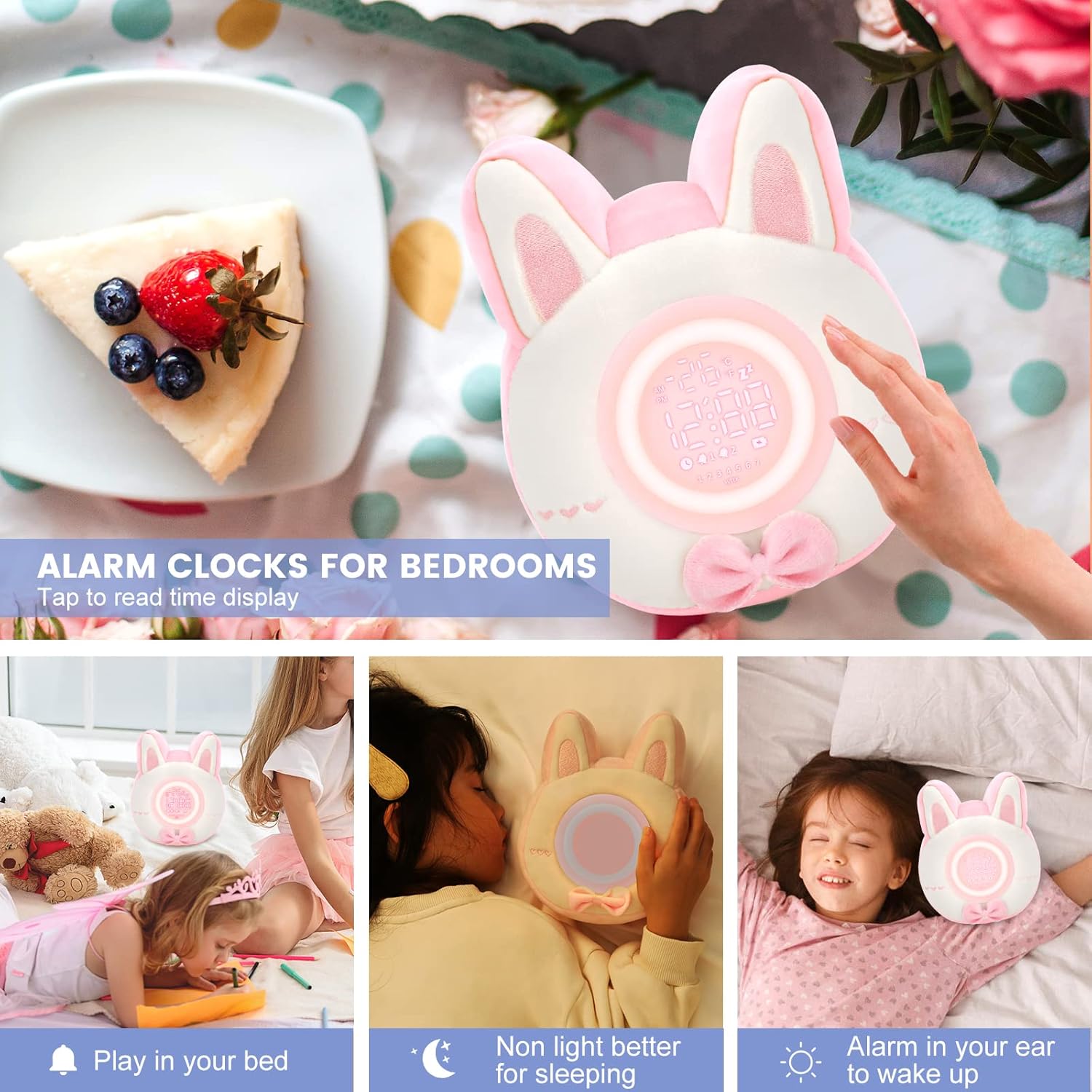 Qanyi Bunny Plush Alarm Clock Night Light
