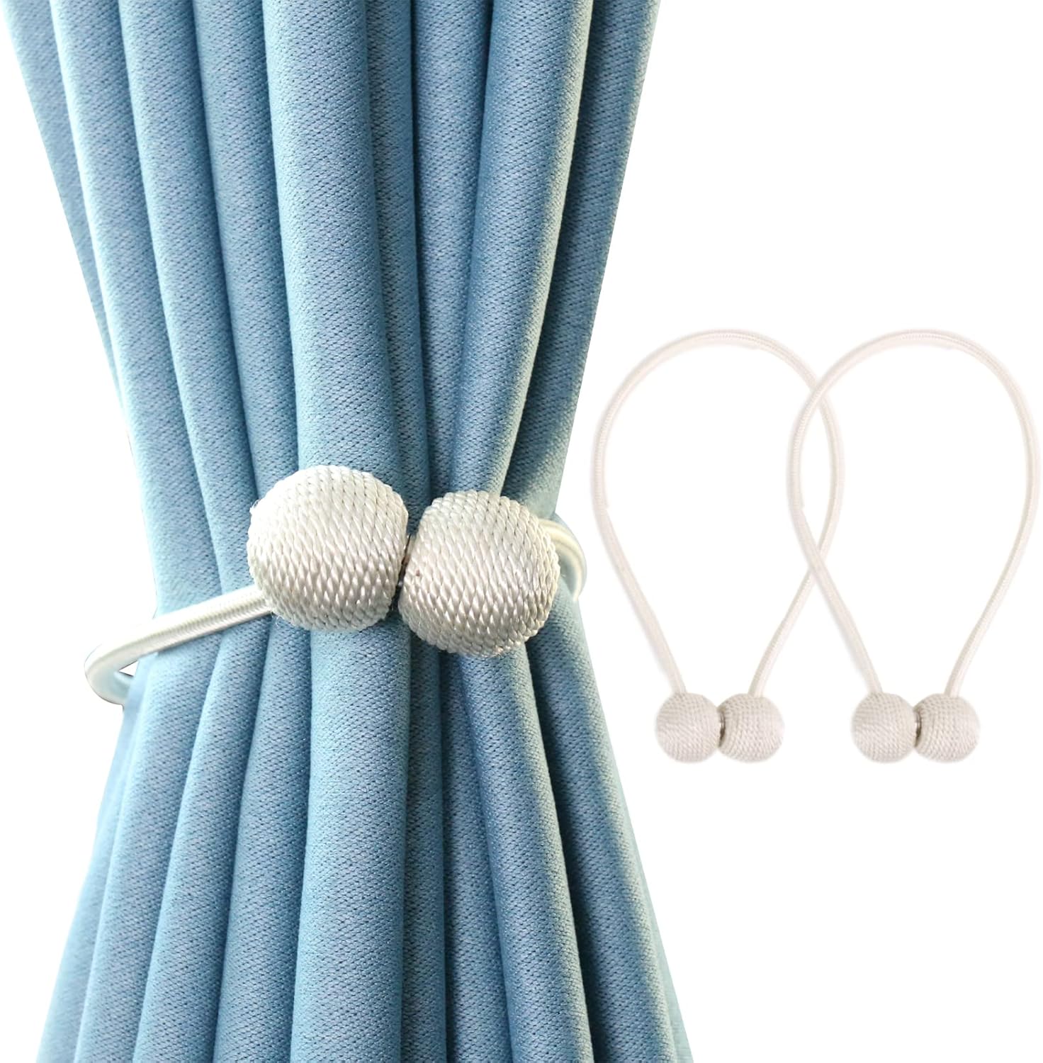 2 pcs Magnetic Curtain Holdbacks Beige