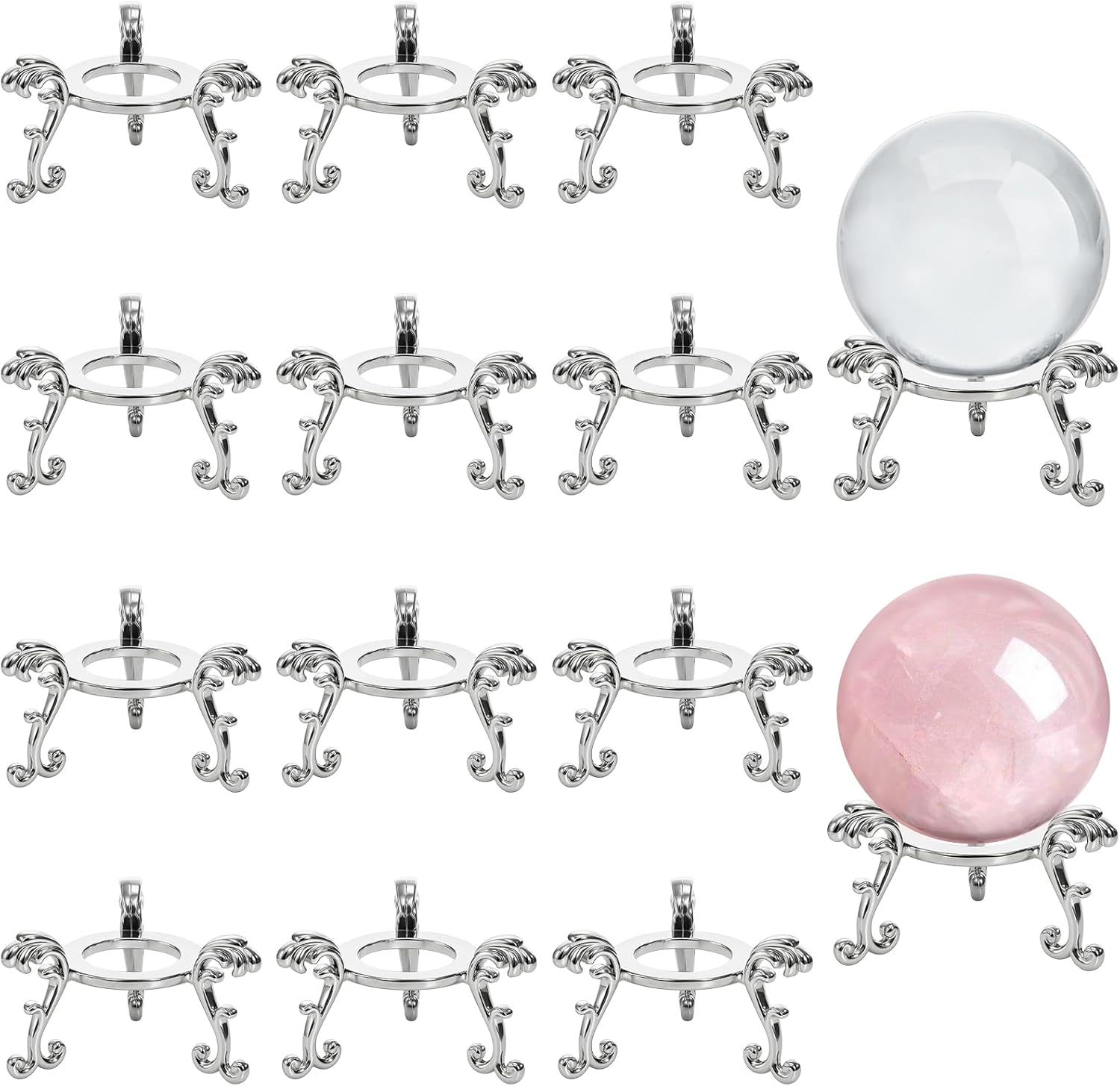 Jucoan 14 Pack Crystal Ball Stand Metal Silver