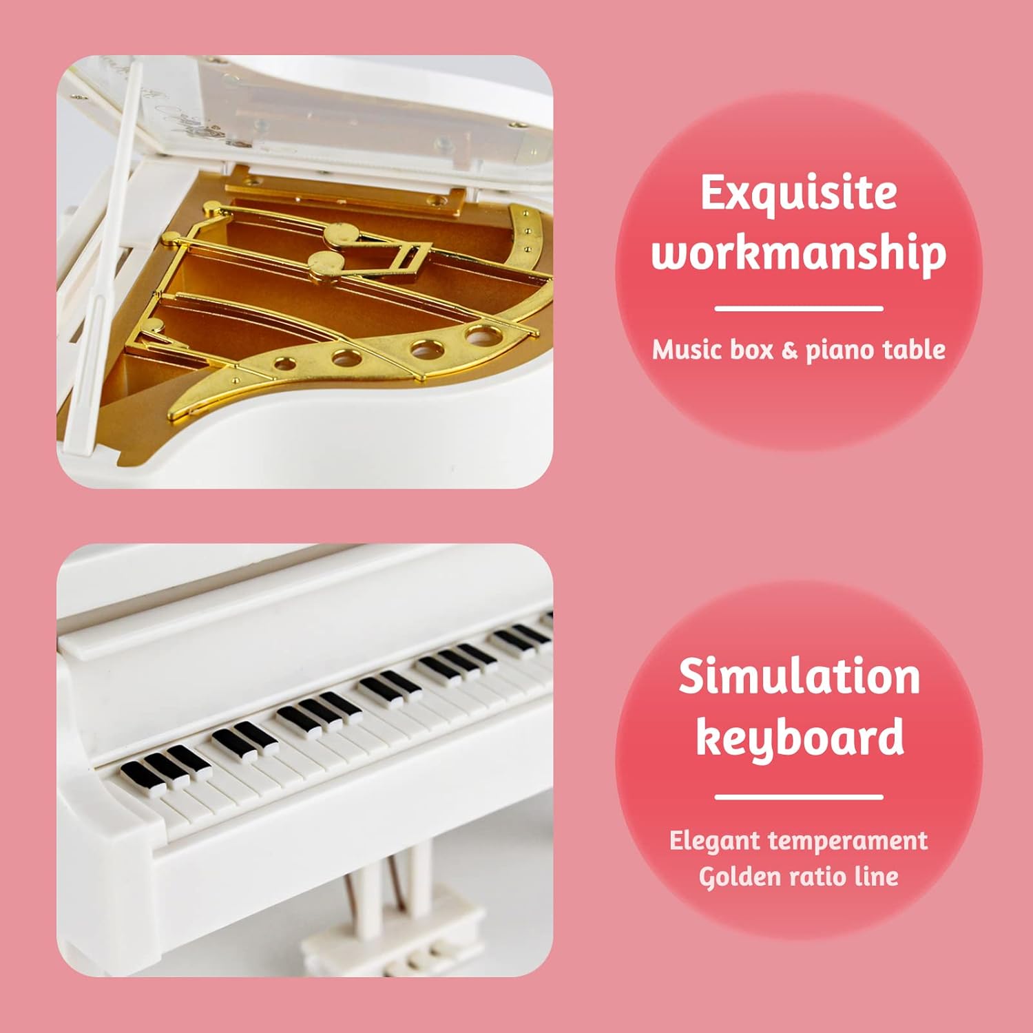 Piano Music Box Wind Up Musical Box for Girls Birthday Gift