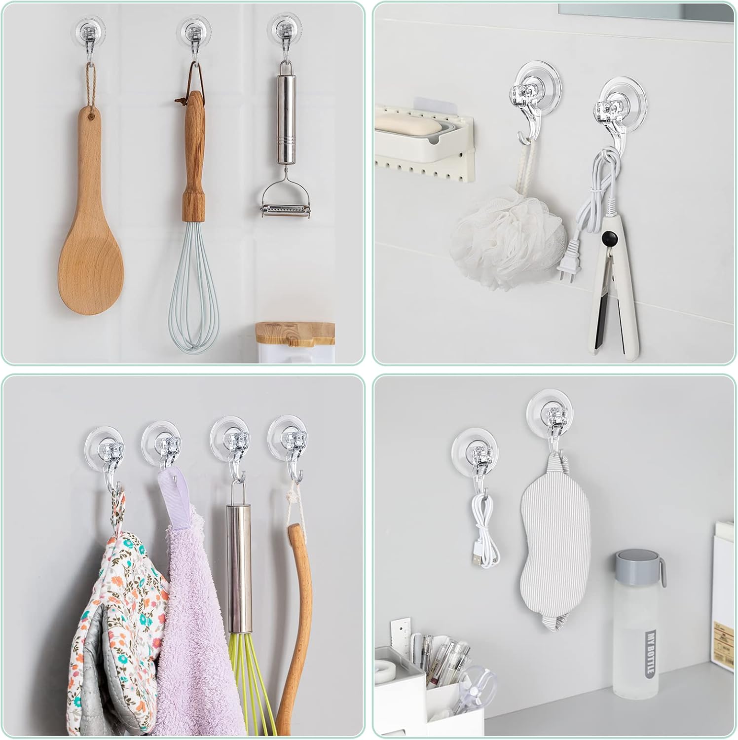 VISV Clear Wreath Hanger 4 Pcs Heavy Duty Suction Hooks