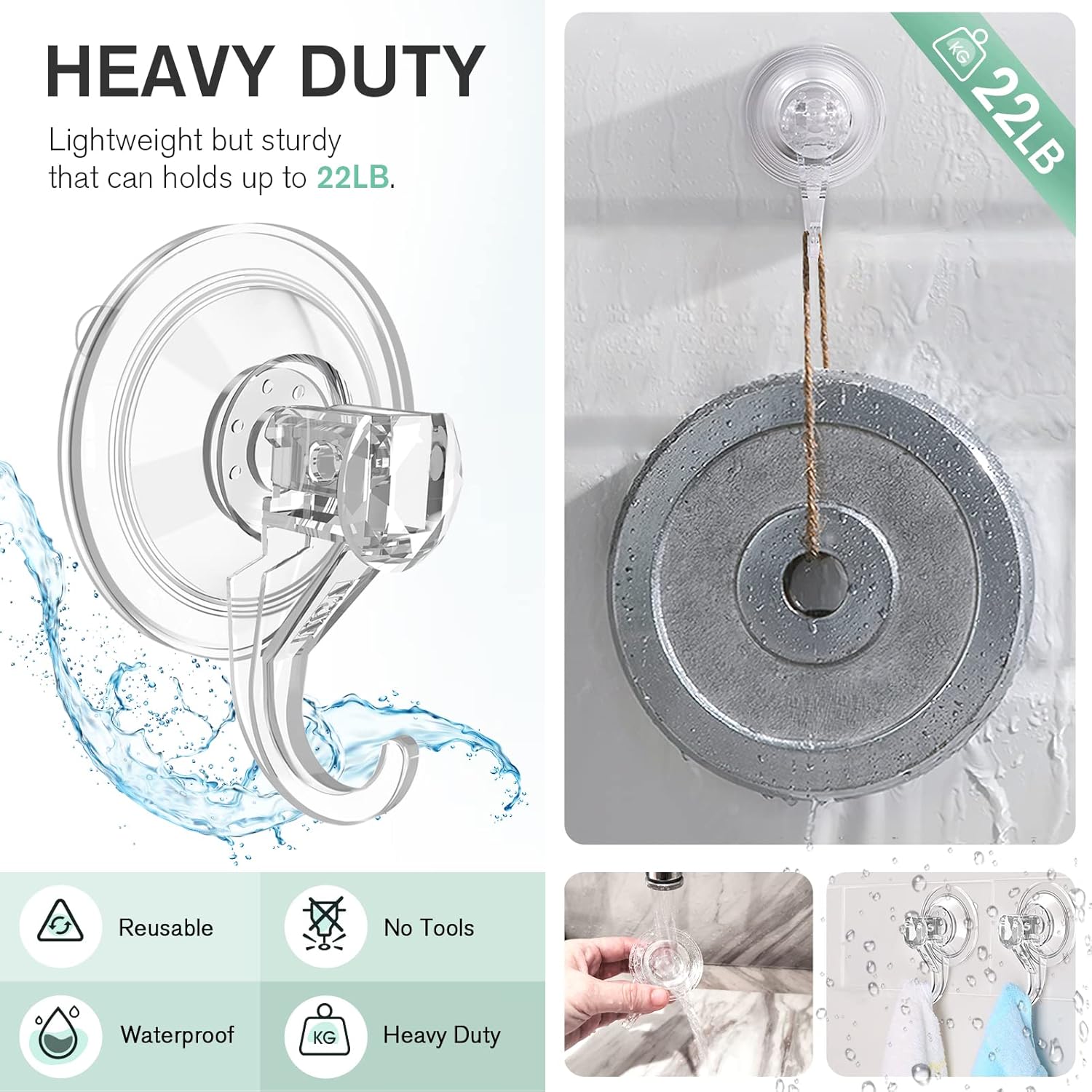 VISV Clear Wreath Hanger 4 Pcs Heavy Duty Suction Hooks