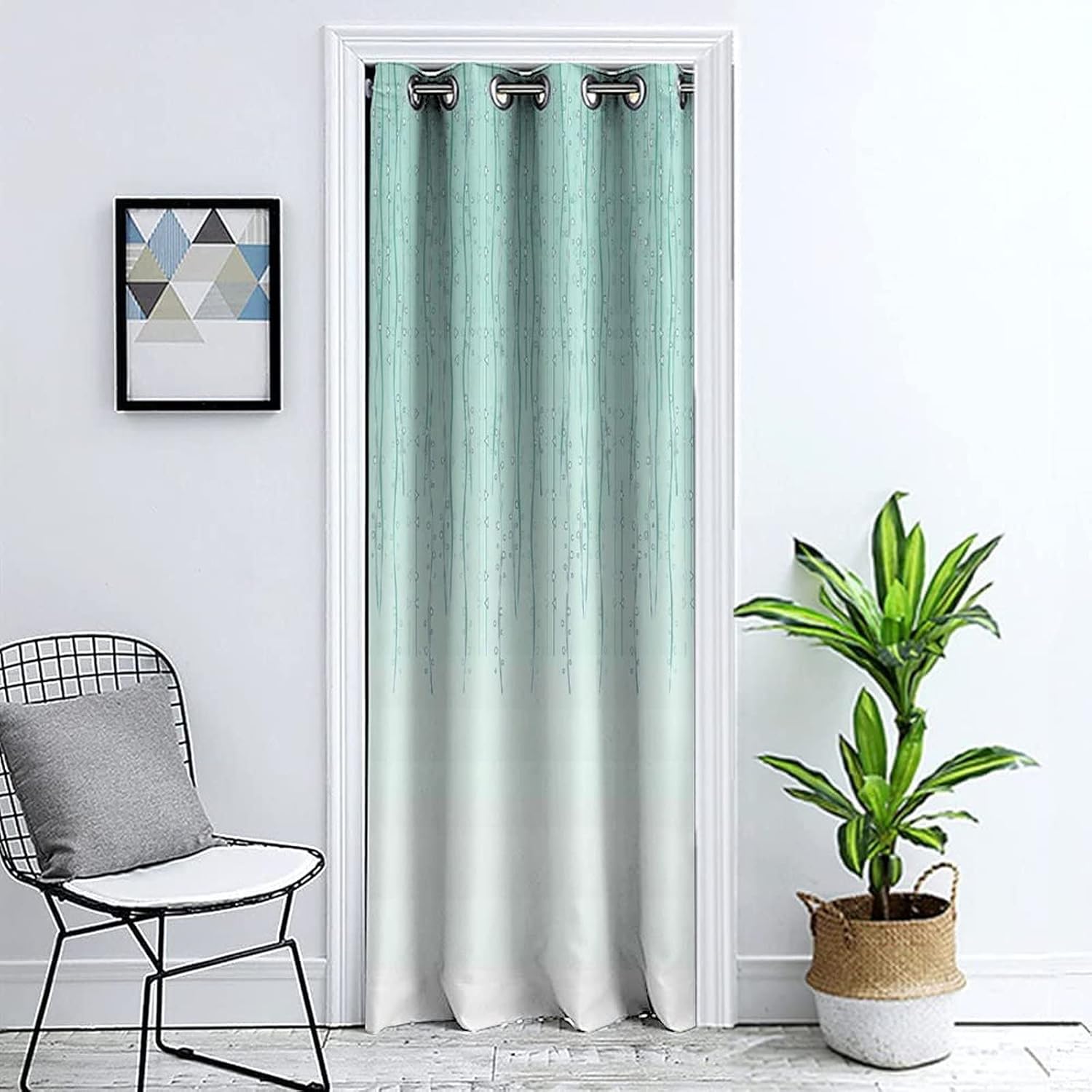 XISUNYA Door Curtain Panel with Floral Grommet Design