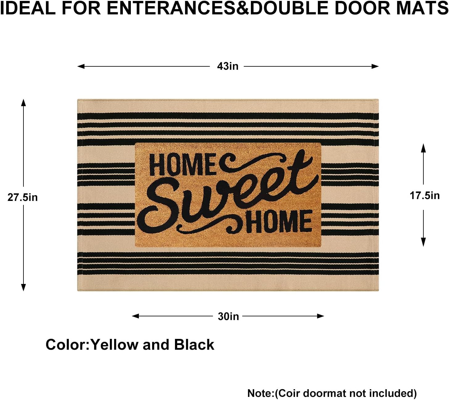 KIMODE Striped Outdoor Rug 275x43 Inches Reversible Entryway Mat