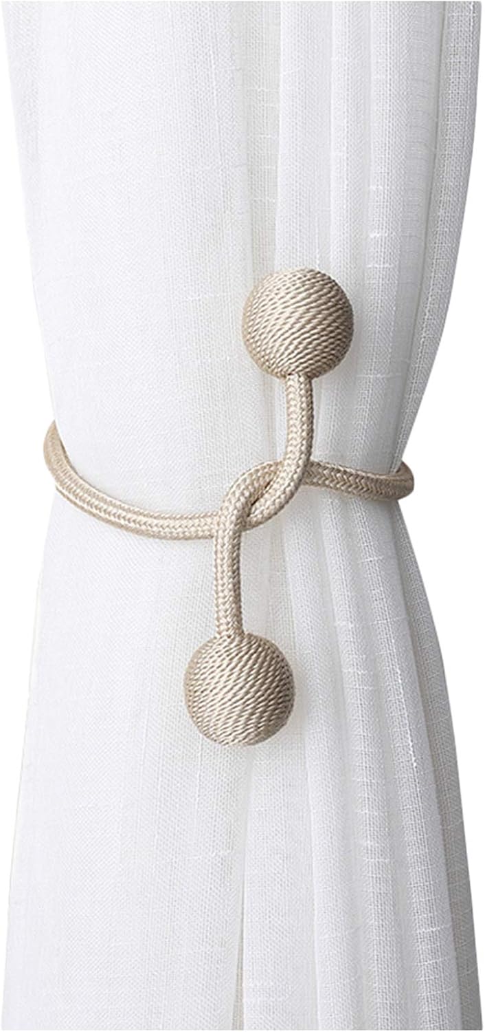 NYDECOR Beige Curtain Tiebacks 2 Pack Woven Rope Holdbacks
