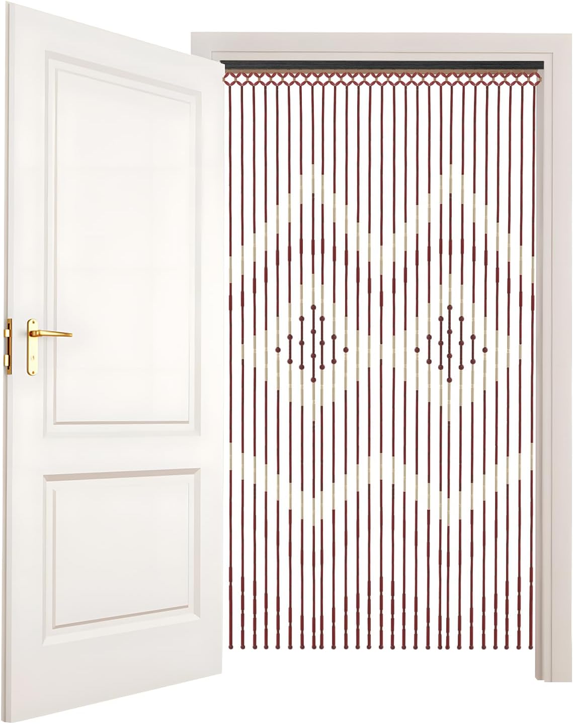 Wood Beaded Curtain for Doorway 3544 x 689 Inches Coffee White