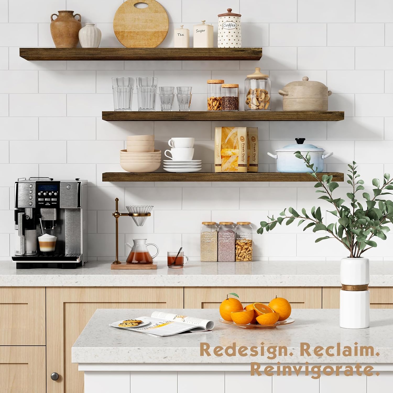 Forbena 36 Inch Floating Shelves Set of 3 Dark Brown