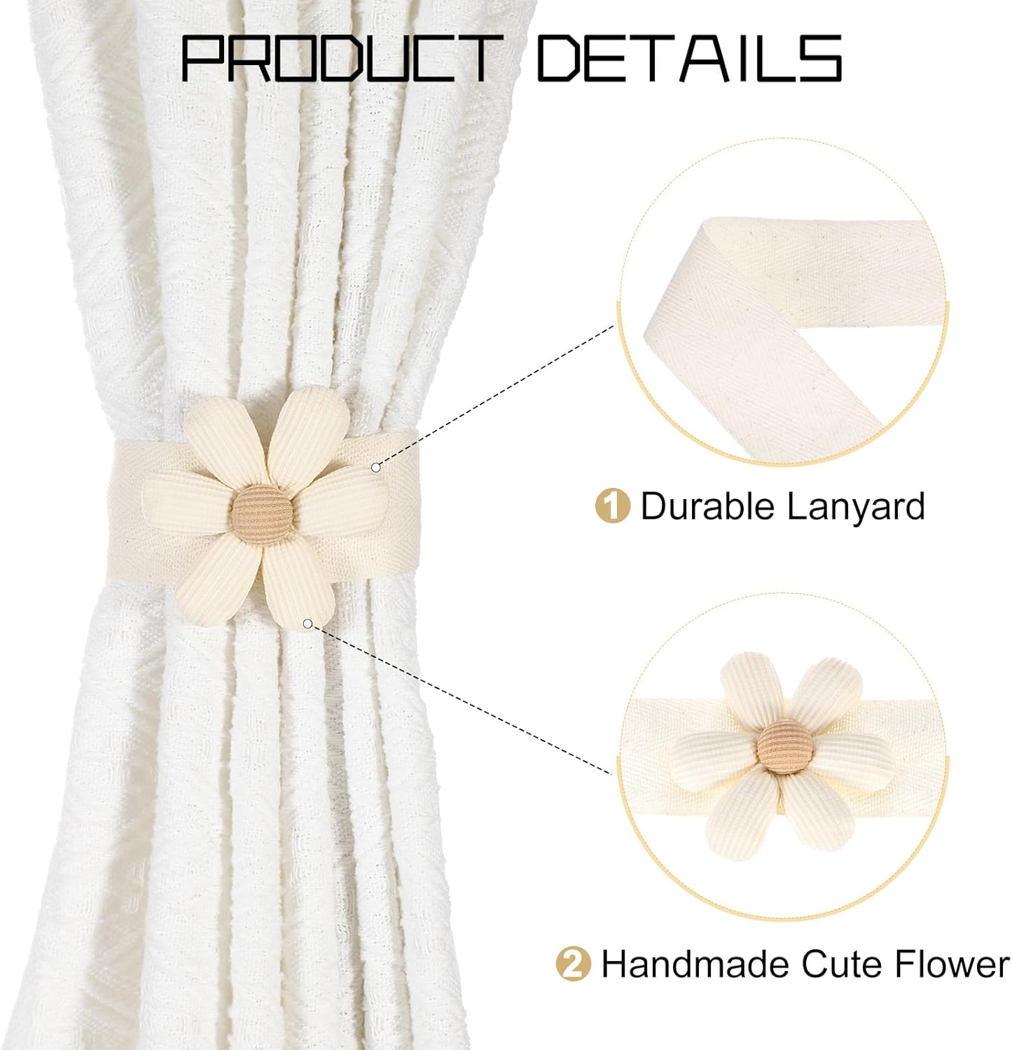 Uxcell Curtain Tiebacks 2 Pack Cute Flower Holdbacks