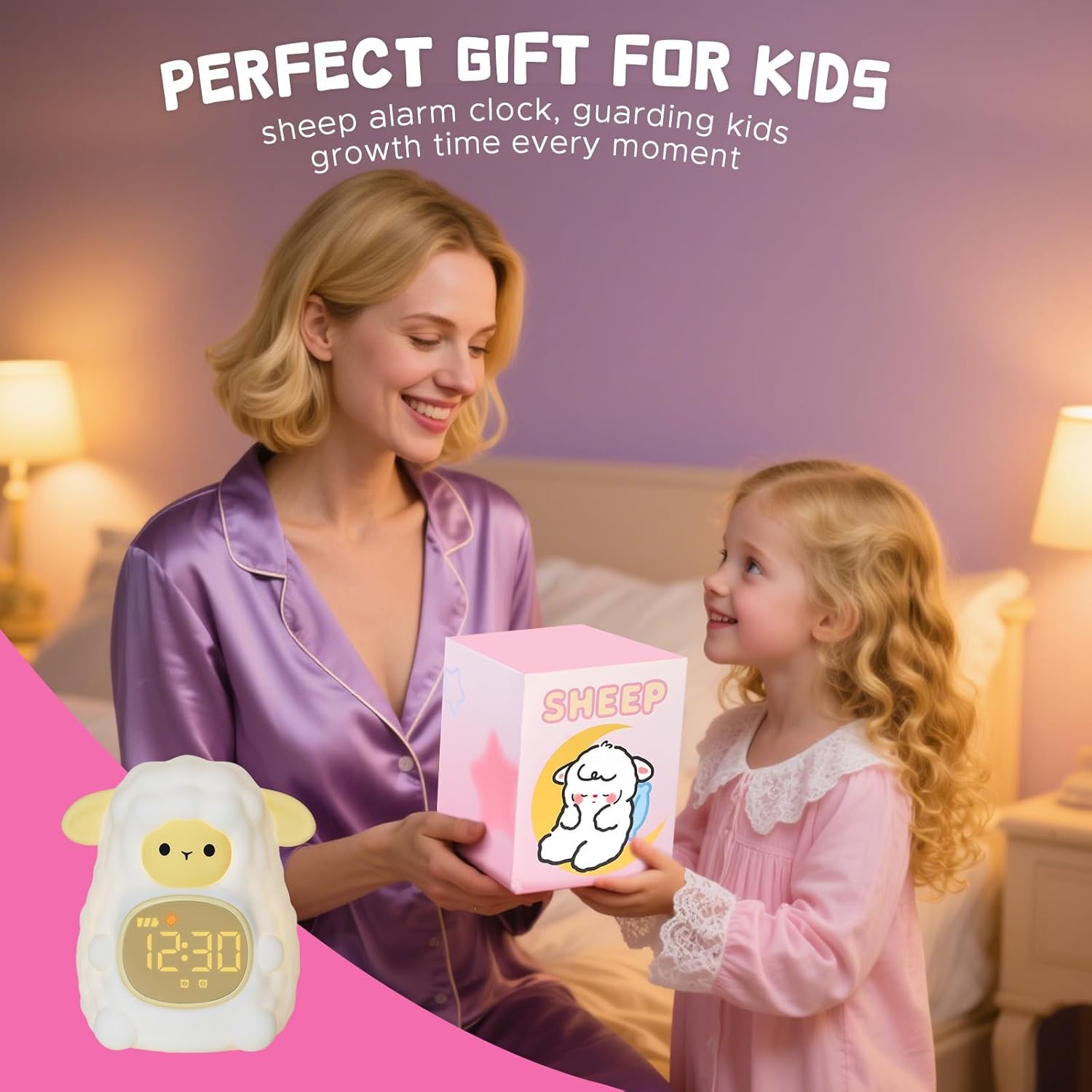 TCJJ Kids Sleep Training Alarm Clock with Night Light