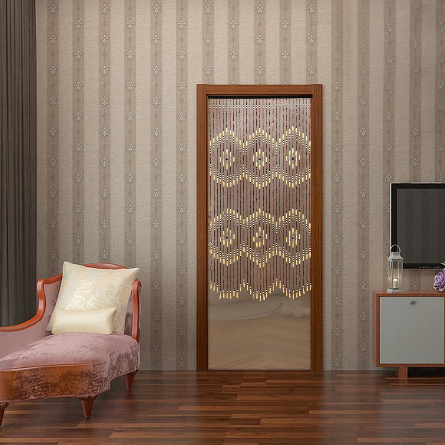 Natural Wooden Door Beaded Curtain for Living Room and Bedroom