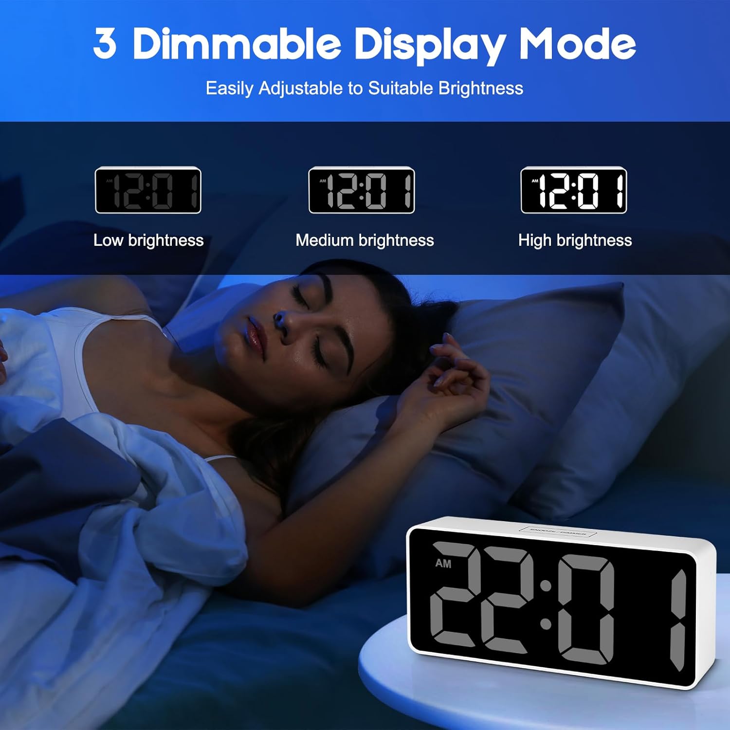 Catrne Small Digital Alarm Clock with RGB Light and Brightness Dimmer