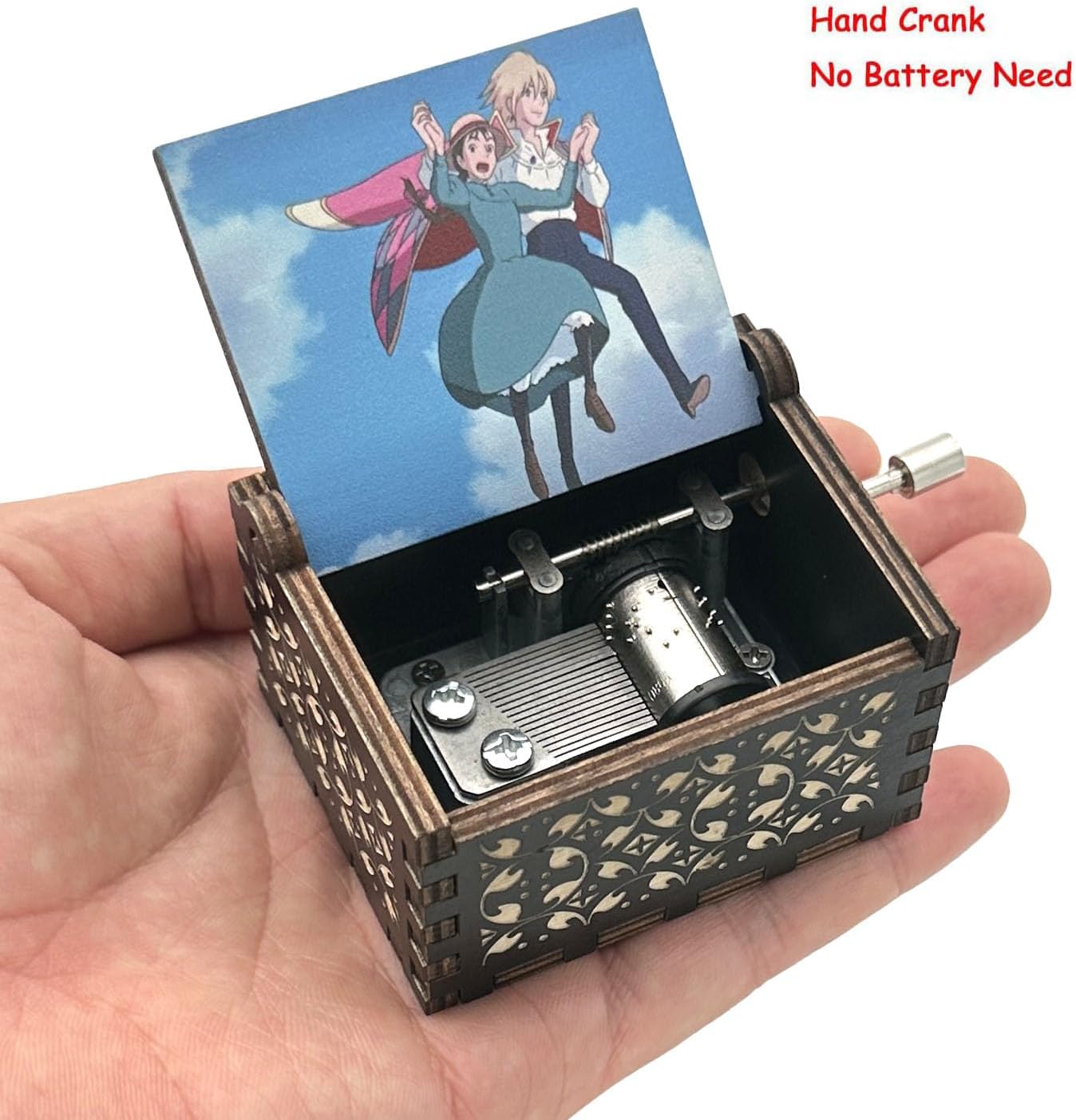 Pursuestar Howl Moving Castle Merry Go Round Wood Music Box 1