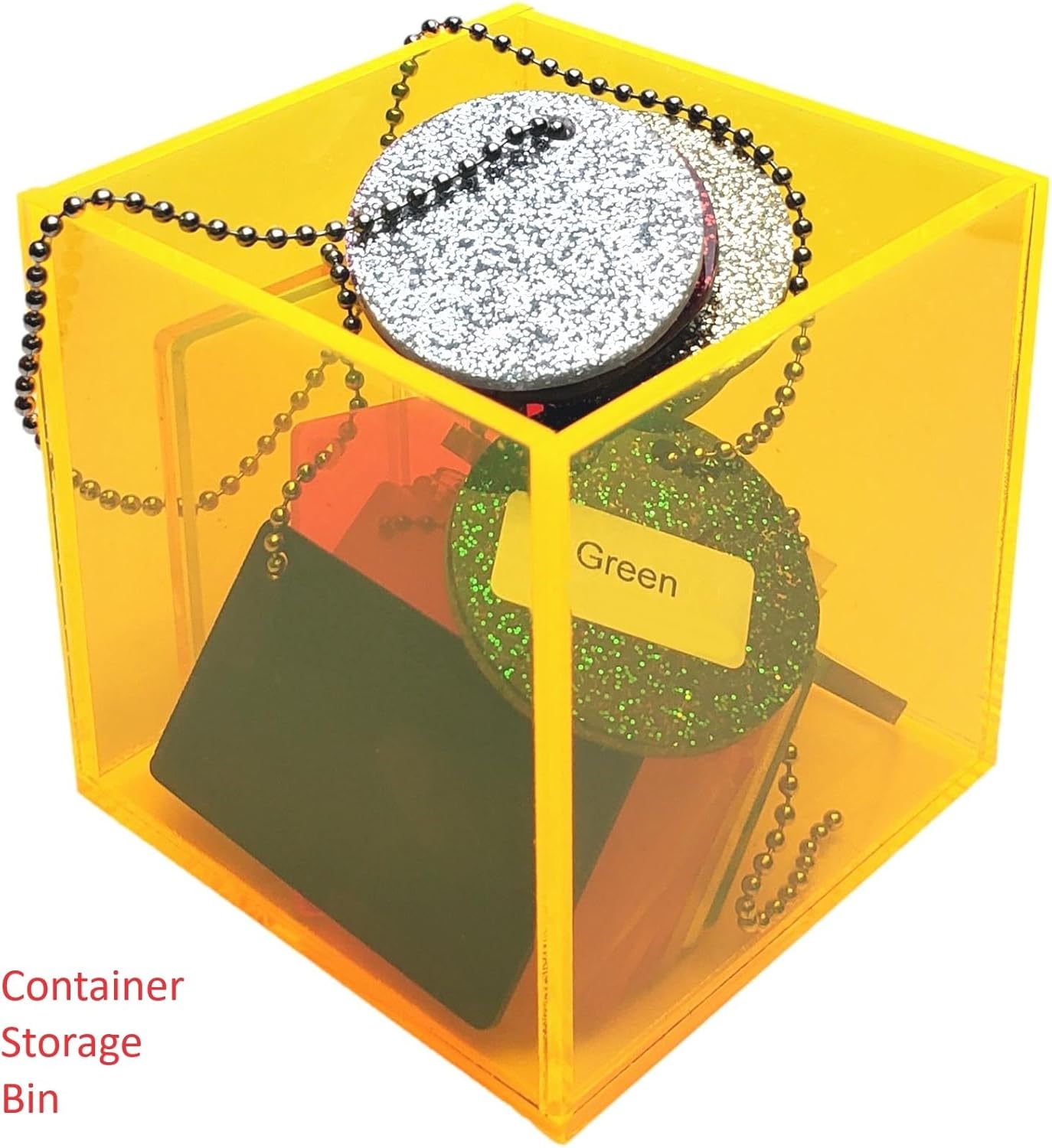 New 2x2x2 Acrylic Display Riser Box Cube Pedestal Stand Neon Yellow