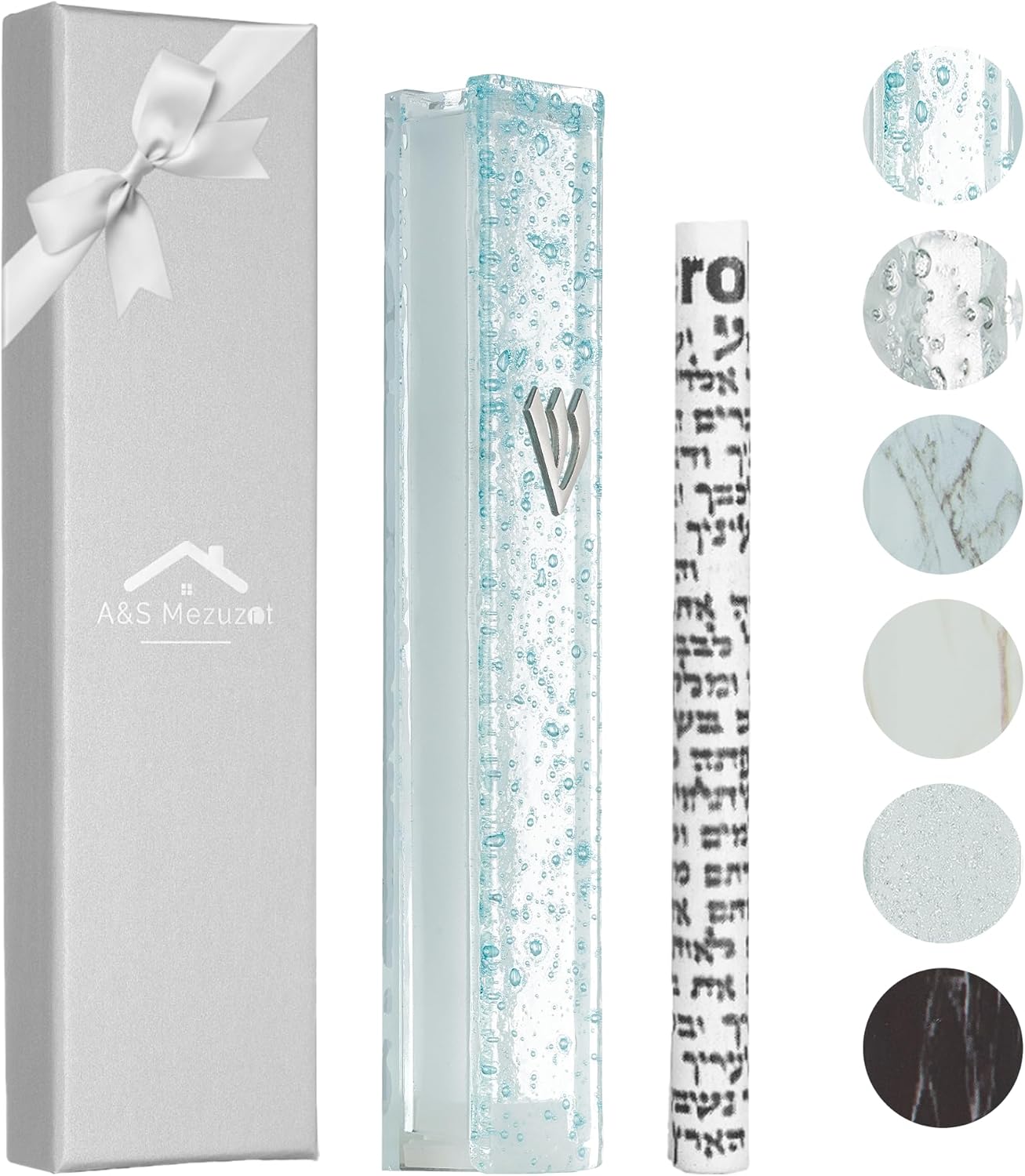 Modern Glass Mezuzah Case with Shattered Design