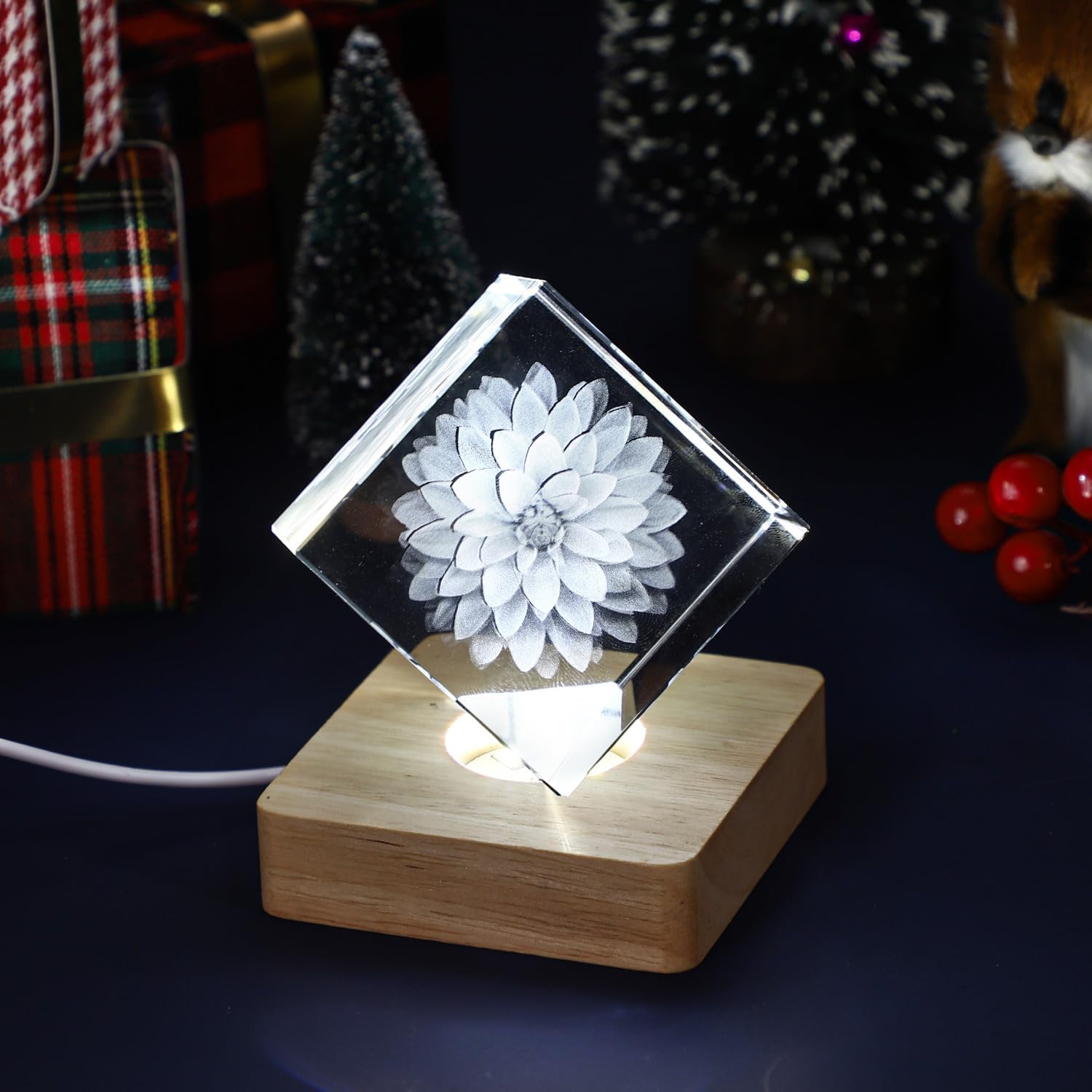 FACMOGU Wooden LED Display with Power Adapter and USB Cable