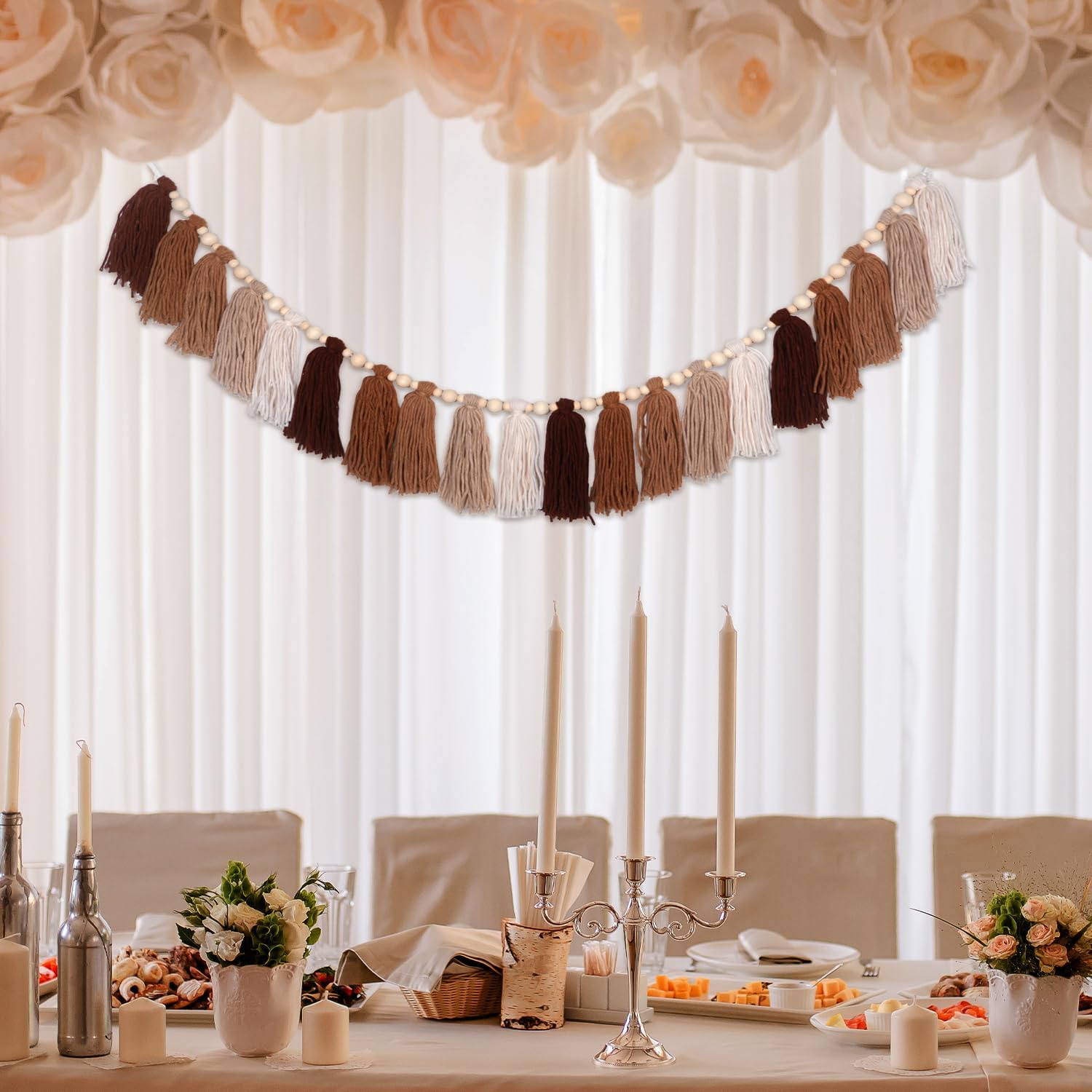 Brown Boho Tassel Garland with Terracotta Beads